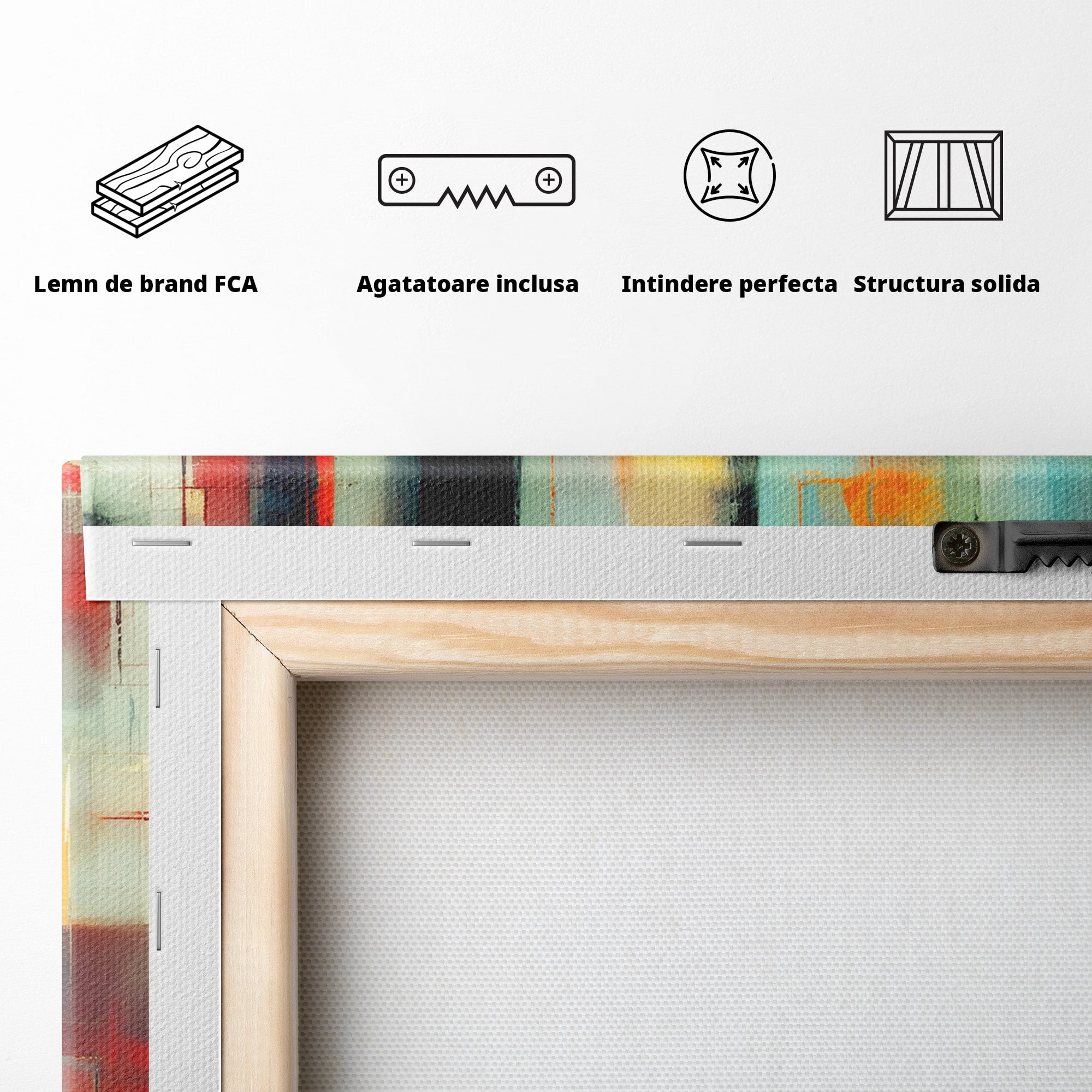 Tablou Canvas Premium LuxCanva® C1404, Abstract Geometric, Abstract, Geometric, Modern, Arta, Living, Birou, Culori Vibrante