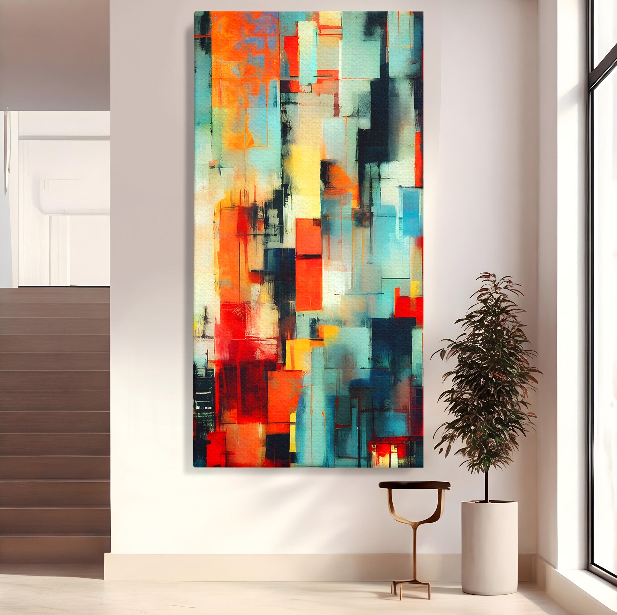 Tablou Canvas Premium LuxCanva® C1404, Abstract Geometric, Abstract, Geometric, Modern, Arta, Living, Birou, Culori Vibrante