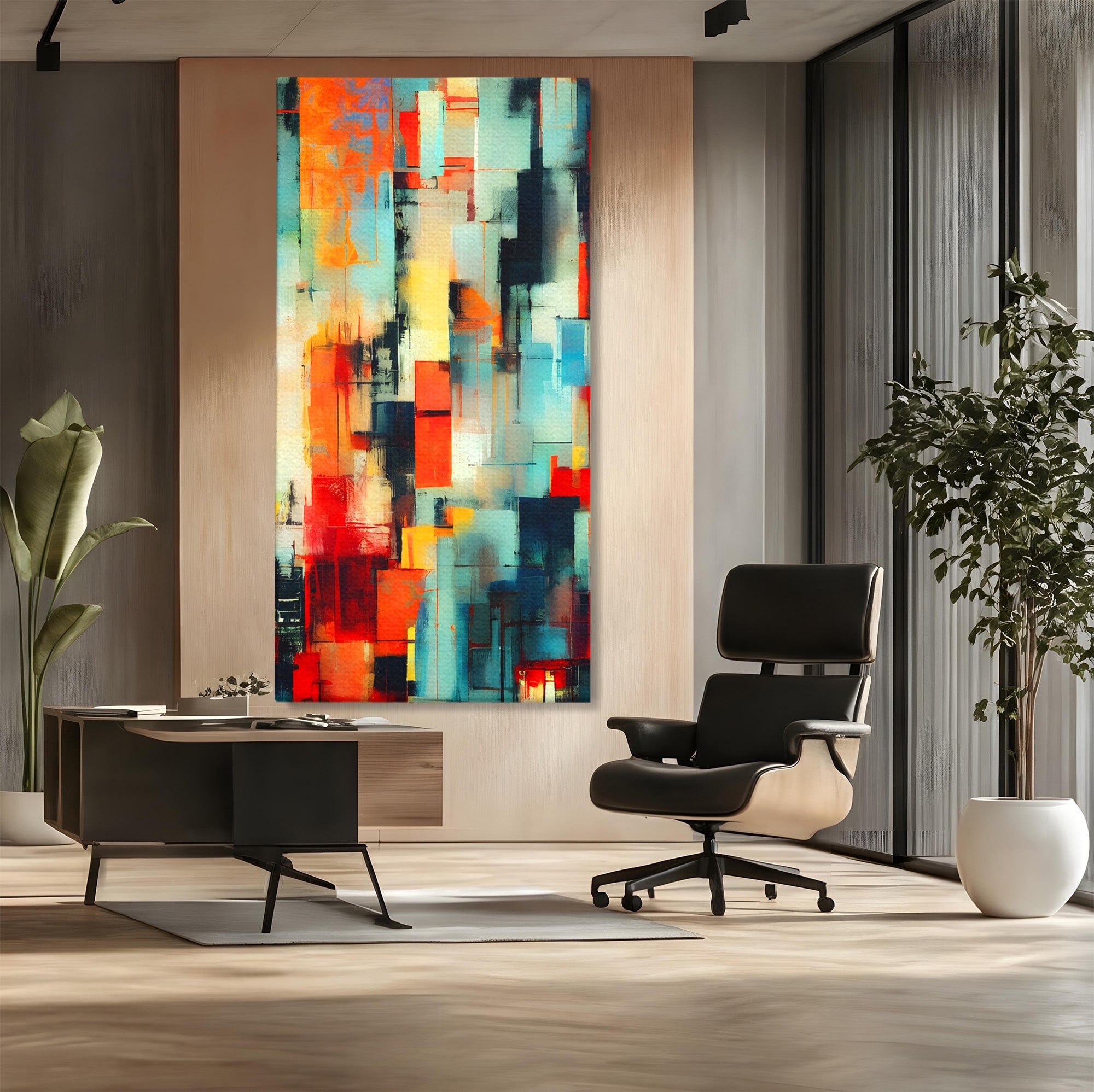 Tablou Canvas Premium LuxCanva® C1404, Abstract Geometric, Abstract, Geometric, Modern, Arta, Living, Birou, Culori Vibrante