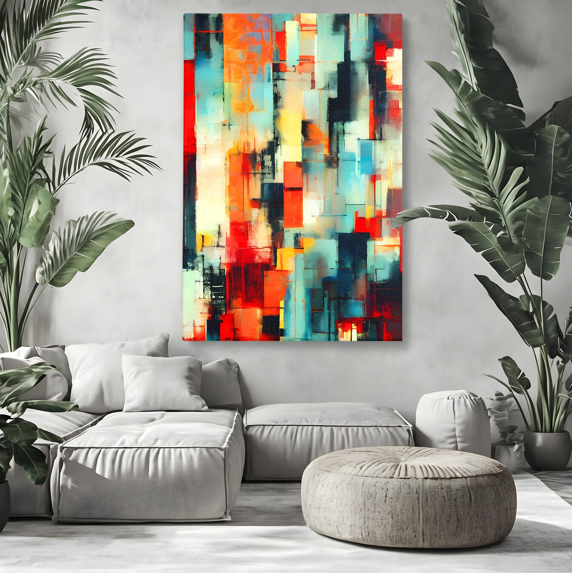 Tablou Canvas Premium LuxCanva® C1404, Abstract Geometric, Abstract, Geometric, Modern, Arta, Living, Birou, Culori Vibrante