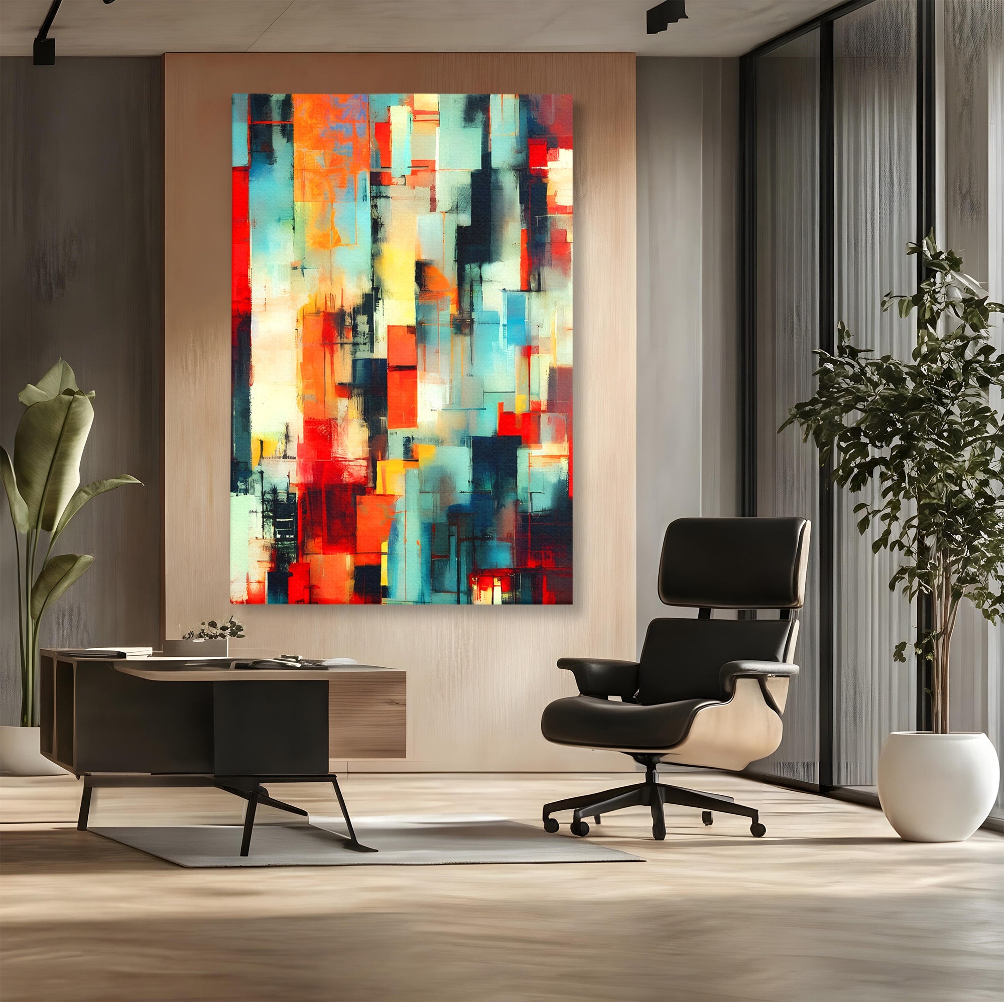 Tablou Canvas Premium LuxCanva® C1404, Abstract Geometric, Abstract, Geometric, Modern, Arta, Living, Birou, Culori Vibrante
