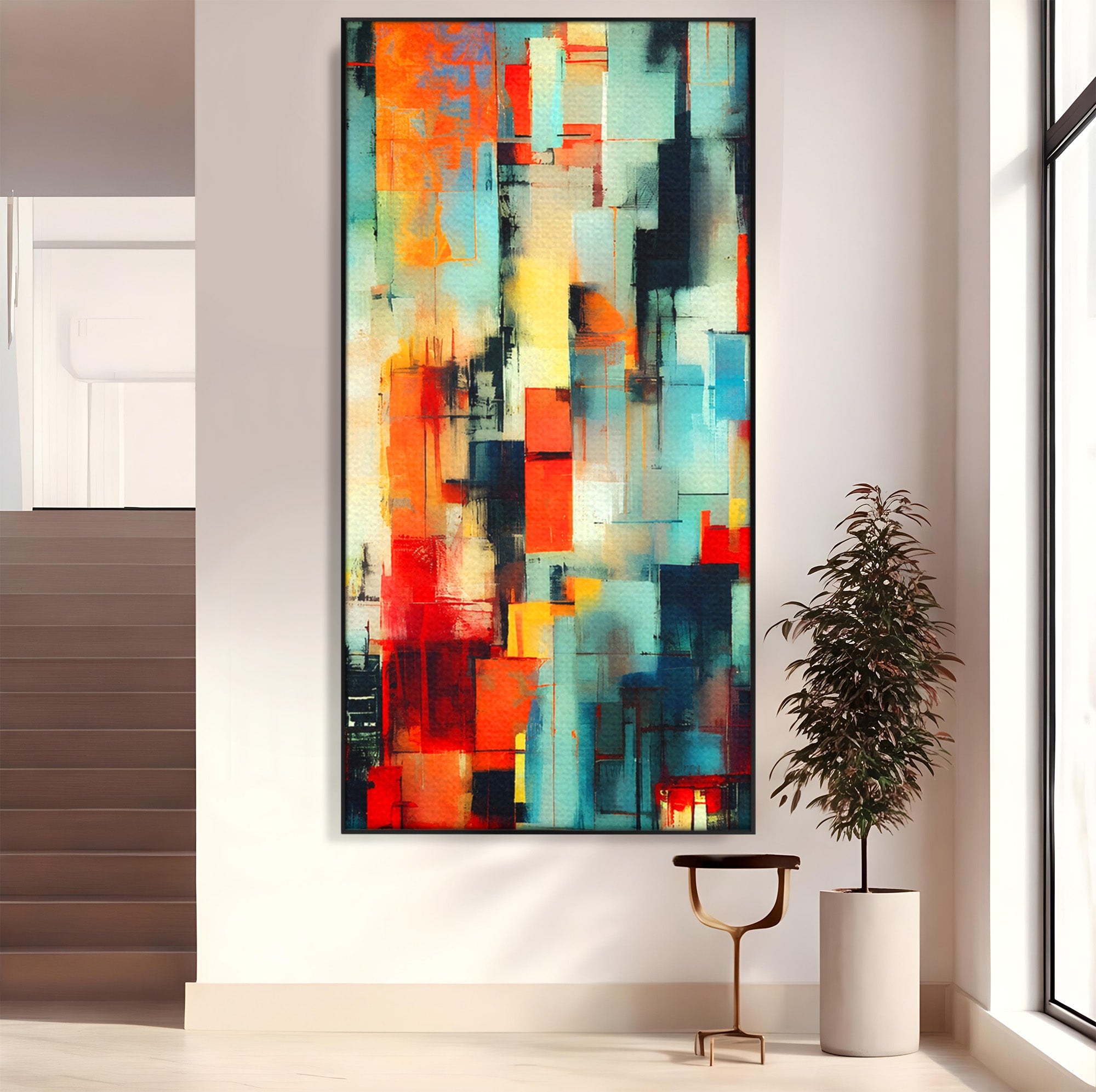 Tablou Canvas Premium LuxCanva® C1404, Abstract Geometric, Abstract, Geometric, Modern, Arta, Living, Birou, Culori Vibrante