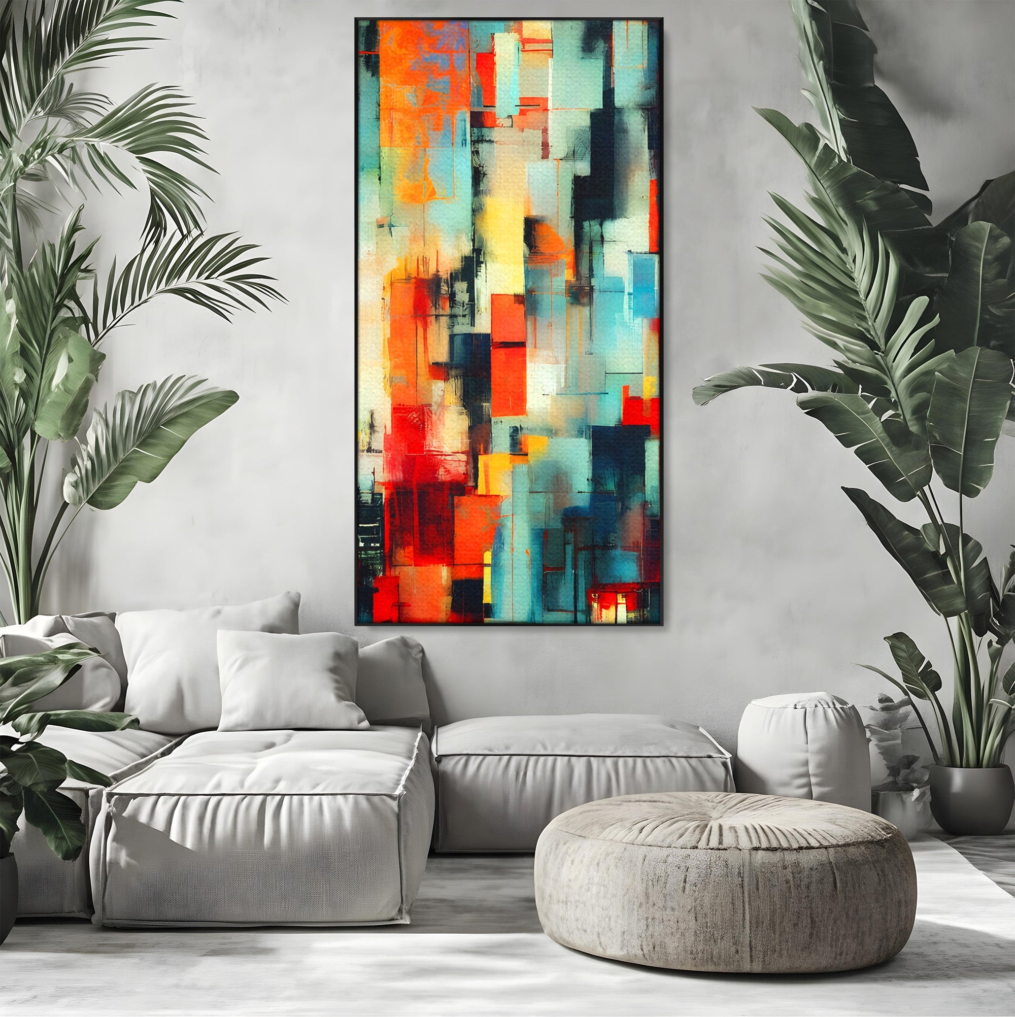 Tablou Canvas Premium LuxCanva® C1404, Abstract Geometric, Abstract, Geometric, Modern, Arta, Living, Birou, Culori Vibrante