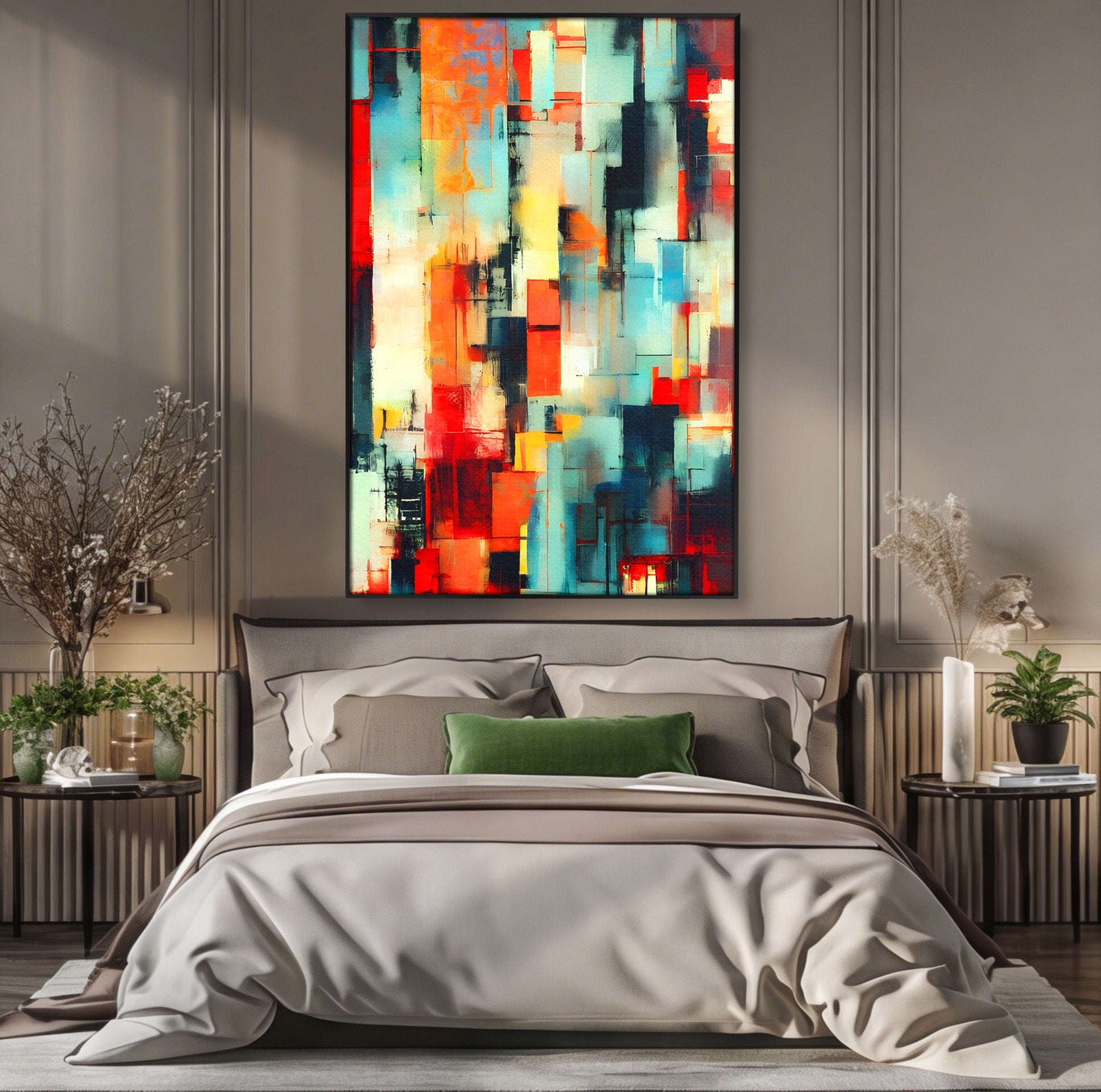 Tablou Canvas Premium LuxCanva® C1404, Abstract Geometric, Abstract, Geometric, Modern, Arta, Living, Birou, Culori Vibrante