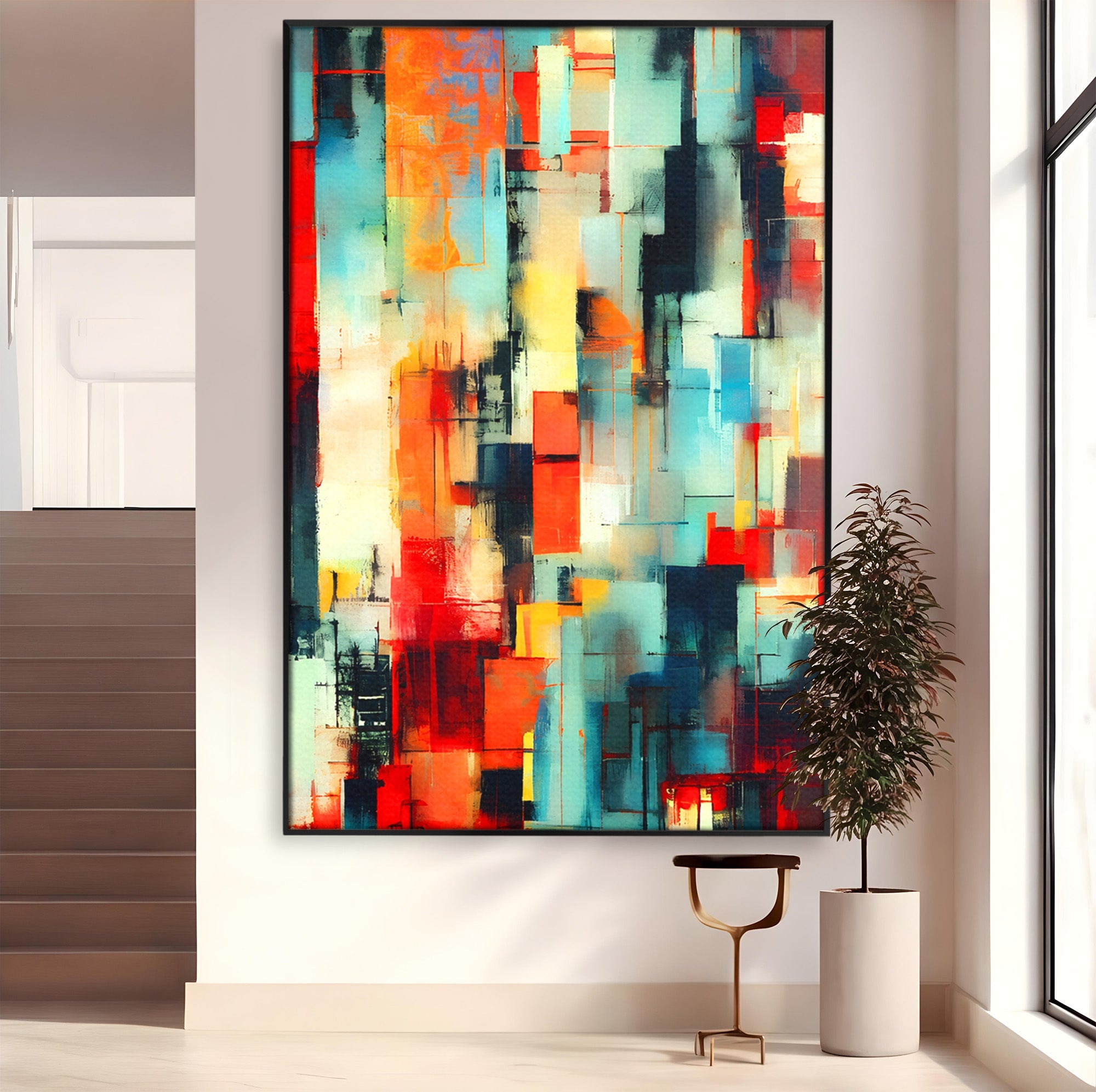 Tablou Canvas Premium LuxCanva® C1404, Abstract Geometric, Abstract, Geometric, Modern, Arta, Living, Birou, Culori Vibrante