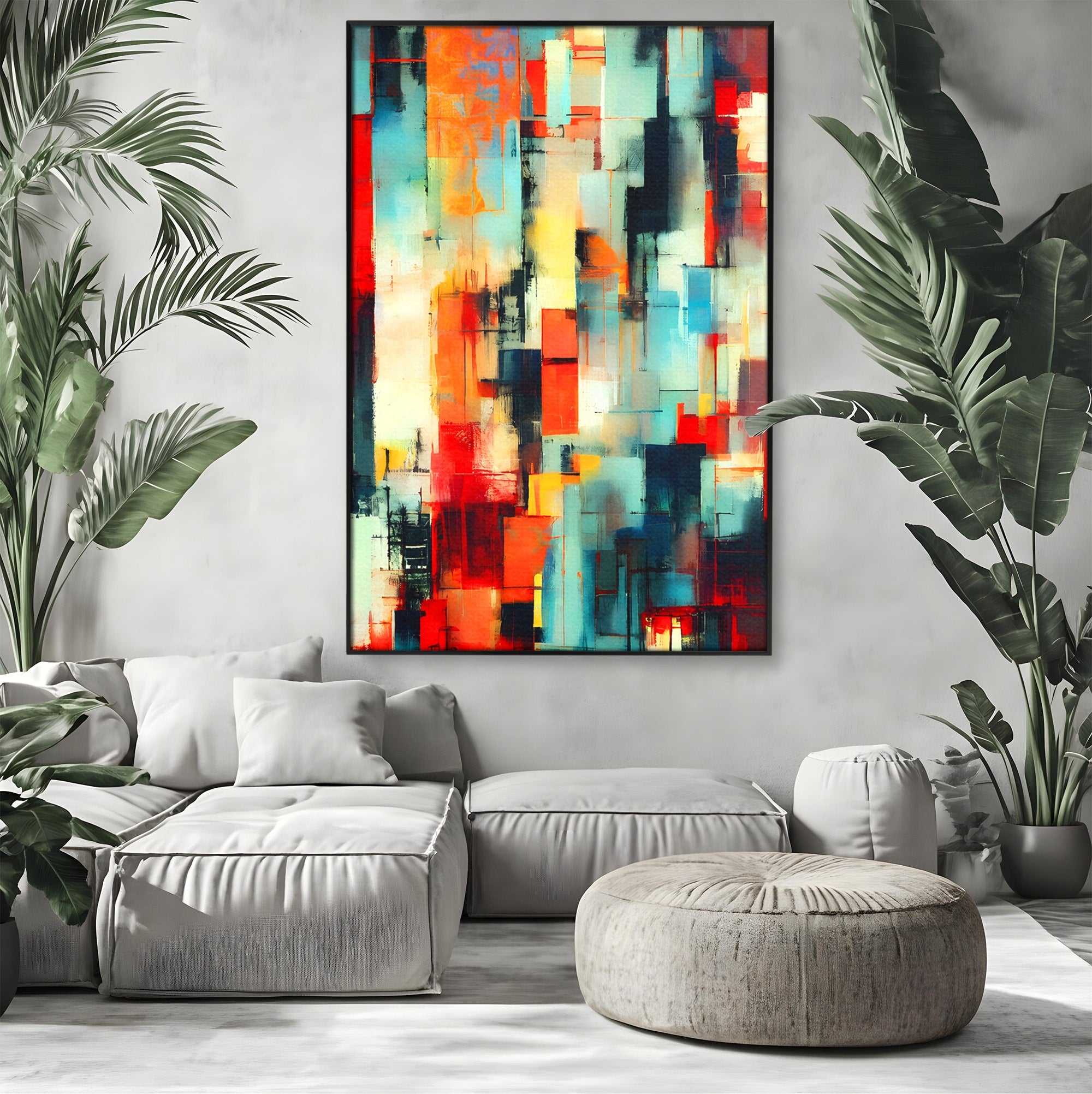Tablou Canvas Premium LuxCanva® C1404, Abstract Geometric, Abstract, Geometric, Modern, Arta, Living, Birou, Culori Vibrante