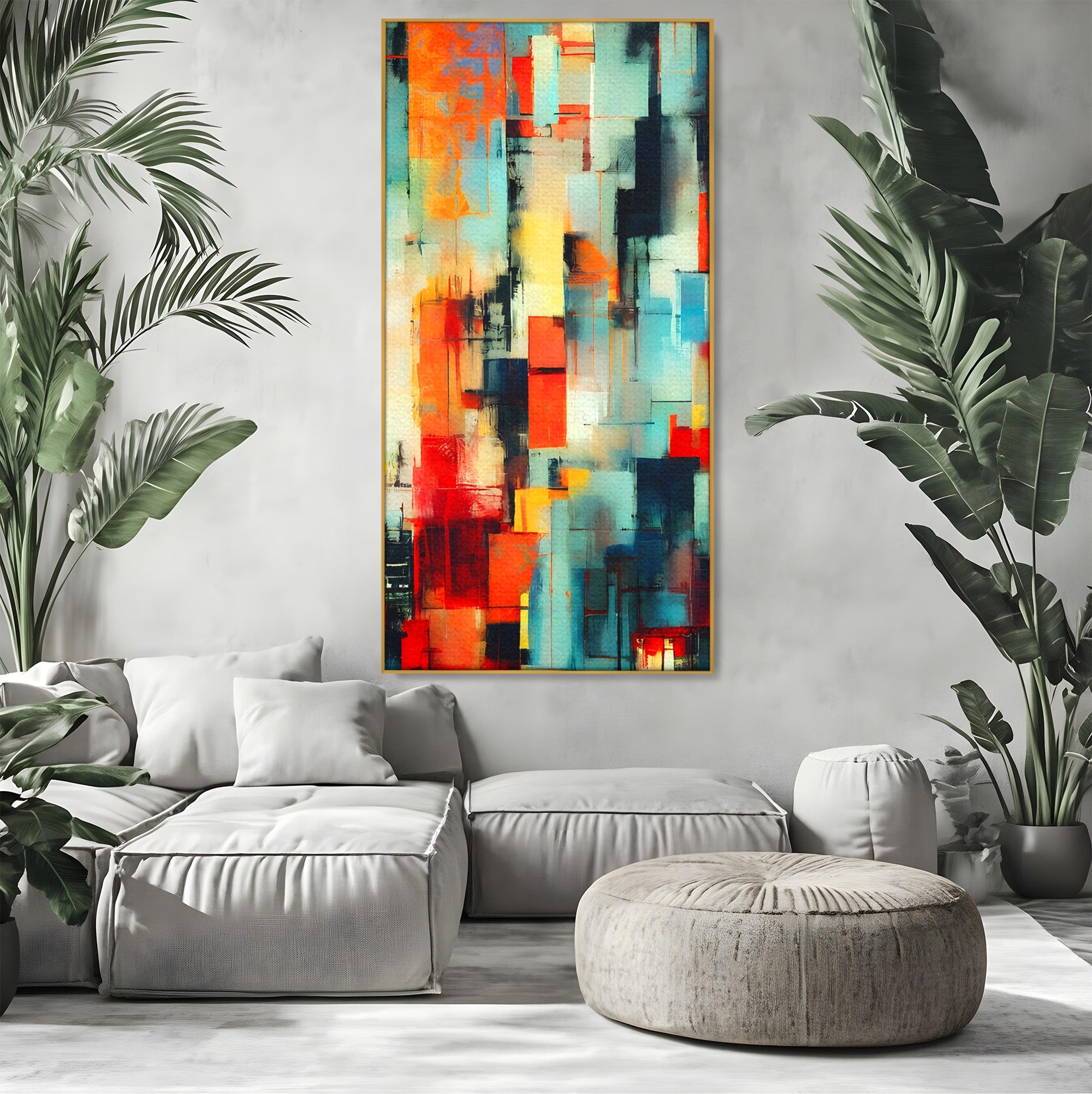 Tablou Canvas Premium LuxCanva® C1404, Abstract Geometric, Abstract, Geometric, Modern, Arta, Living, Birou, Culori Vibrante