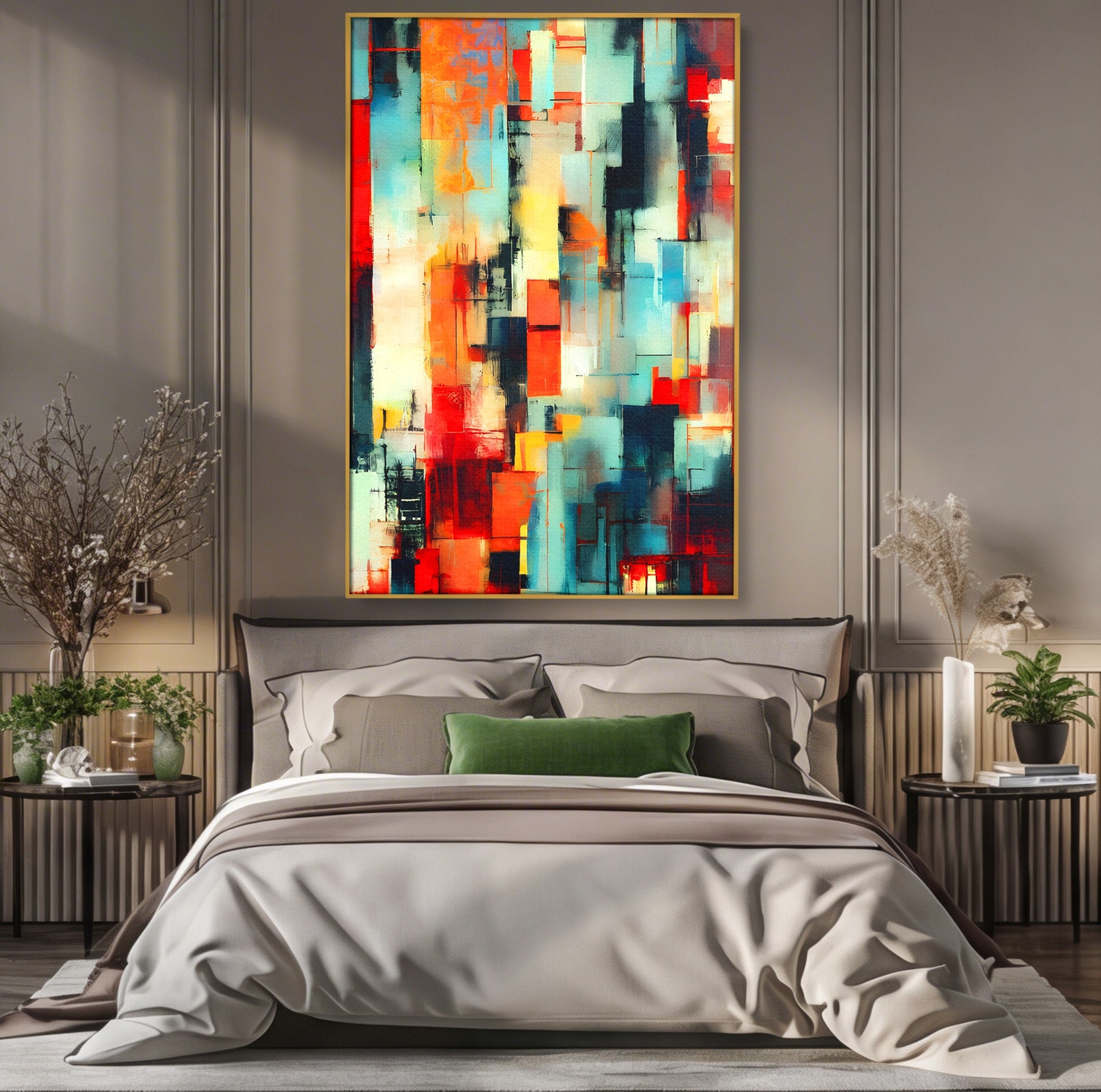 Tablou Canvas Premium LuxCanva® C1404, Abstract Geometric, Abstract, Geometric, Modern, Arta, Living, Birou, Culori Vibrante