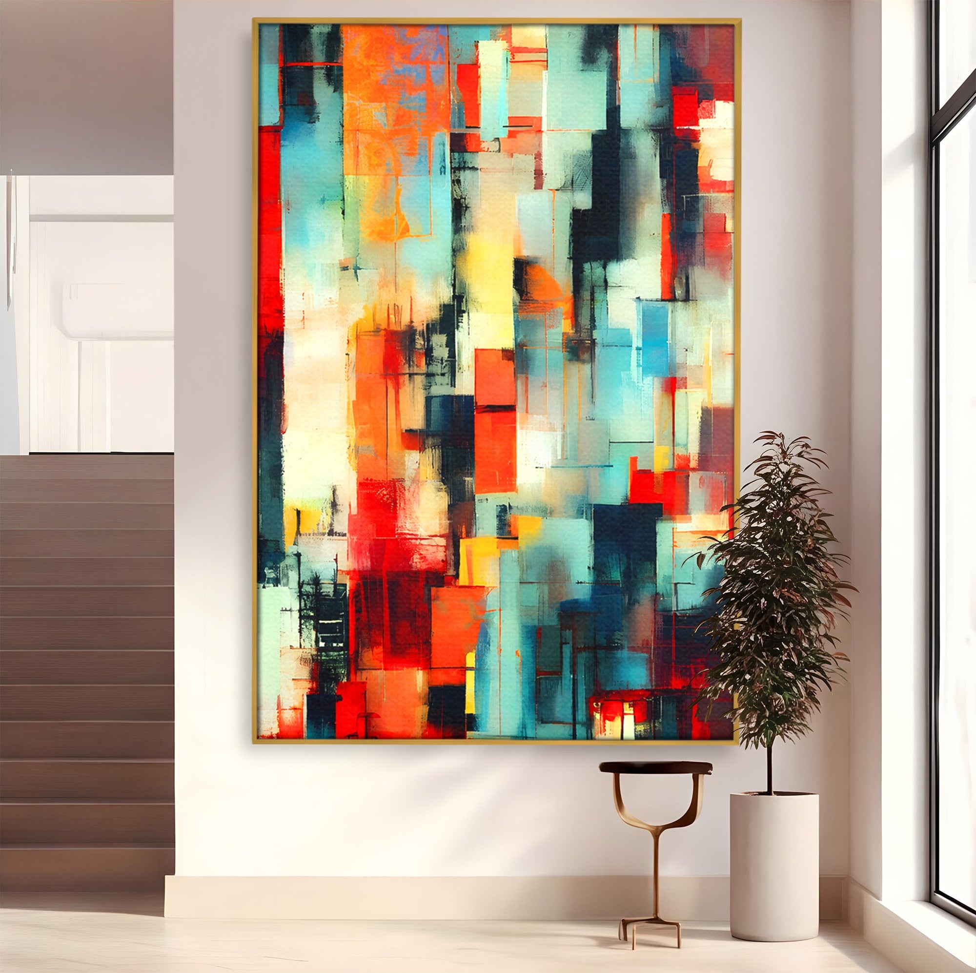 Tablou Canvas Premium LuxCanva® C1404, Abstract Geometric, Abstract, Geometric, Modern, Arta, Living, Birou, Culori Vibrante