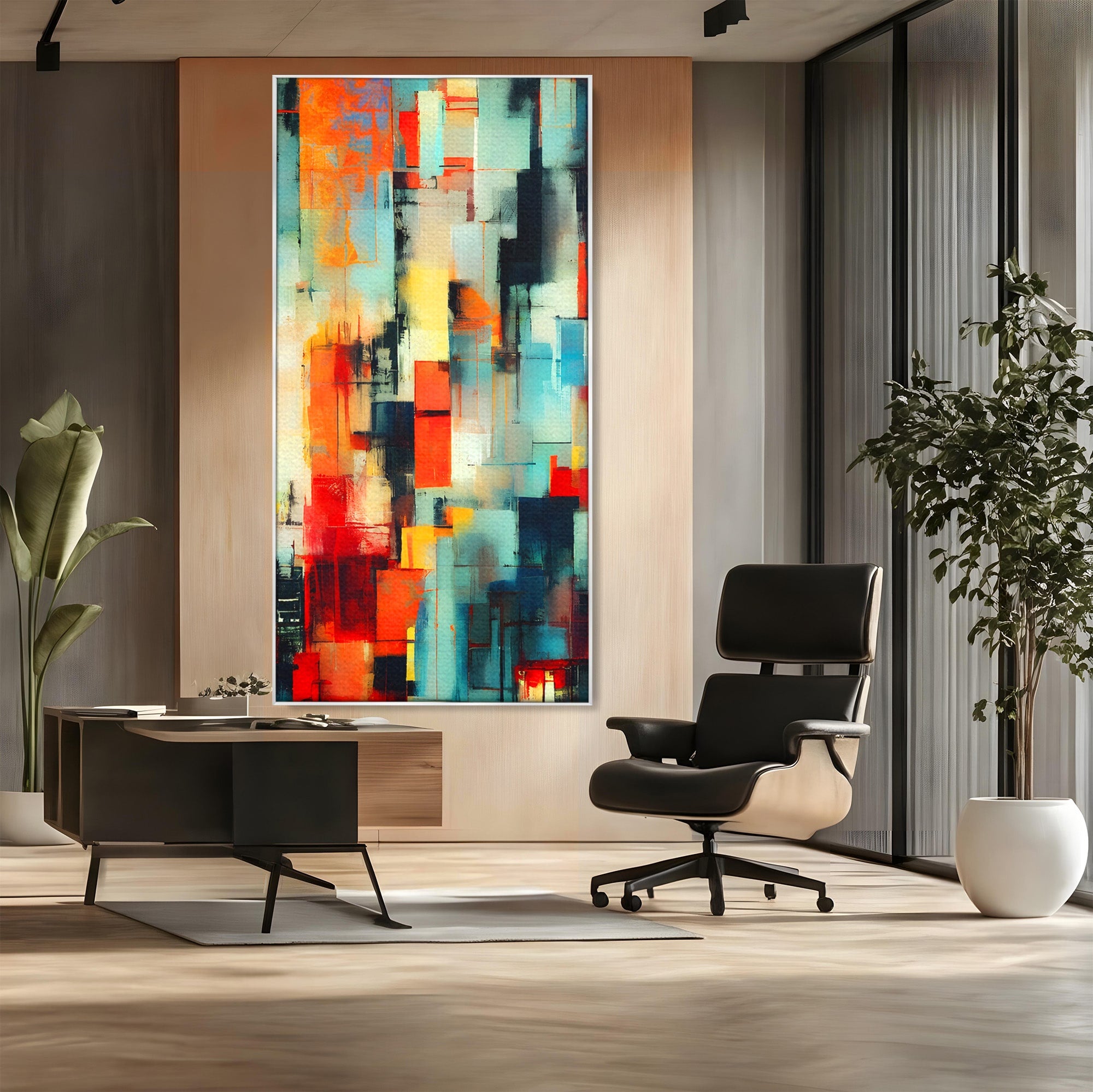 Tablou Canvas Premium LuxCanva® C1404, Abstract Geometric, Abstract, Geometric, Modern, Arta, Living, Birou, Culori Vibrante
