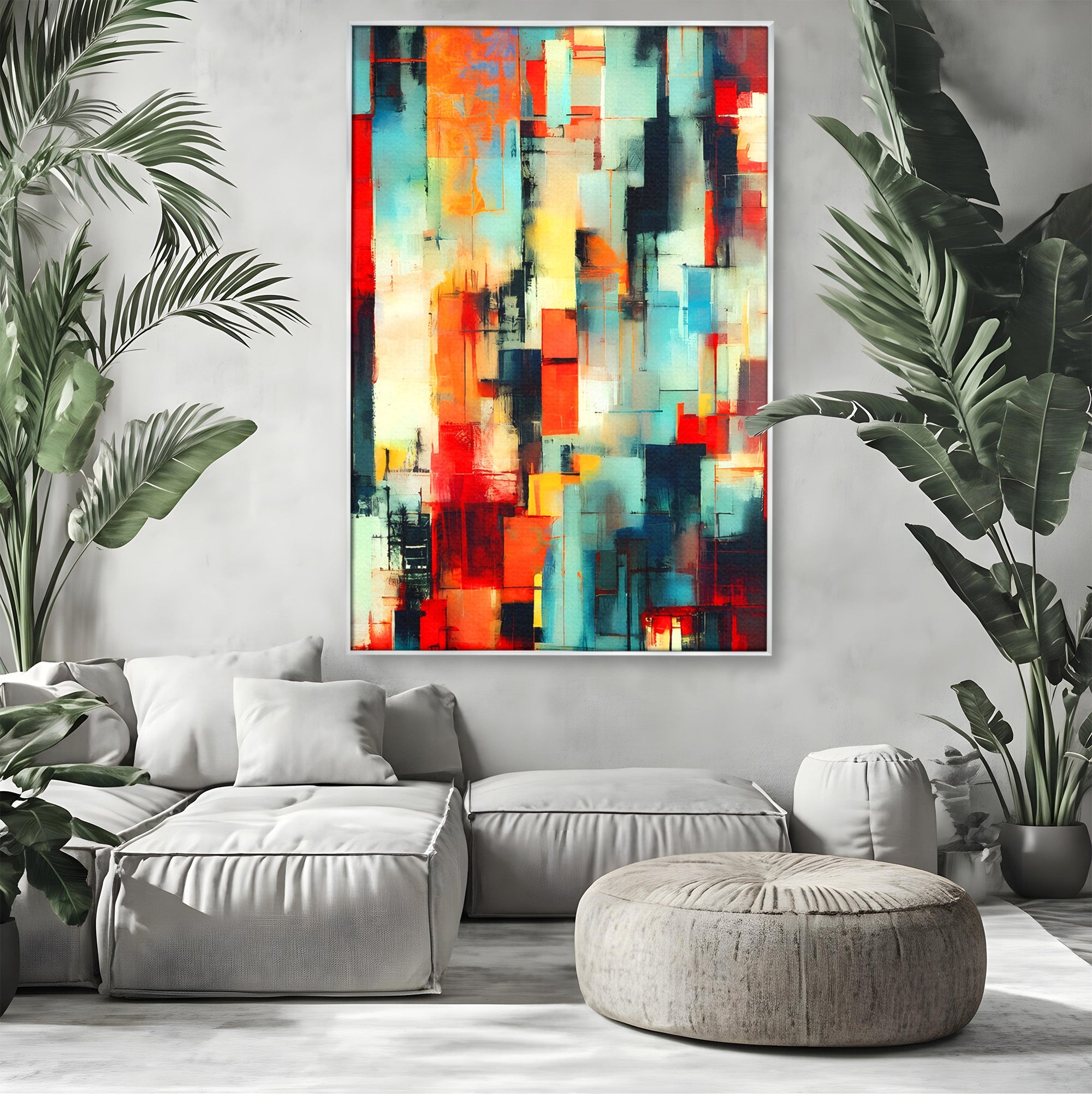 Tablou Canvas Premium LuxCanva® C1404, Abstract Geometric, Abstract, Geometric, Modern, Arta, Living, Birou, Culori Vibrante
