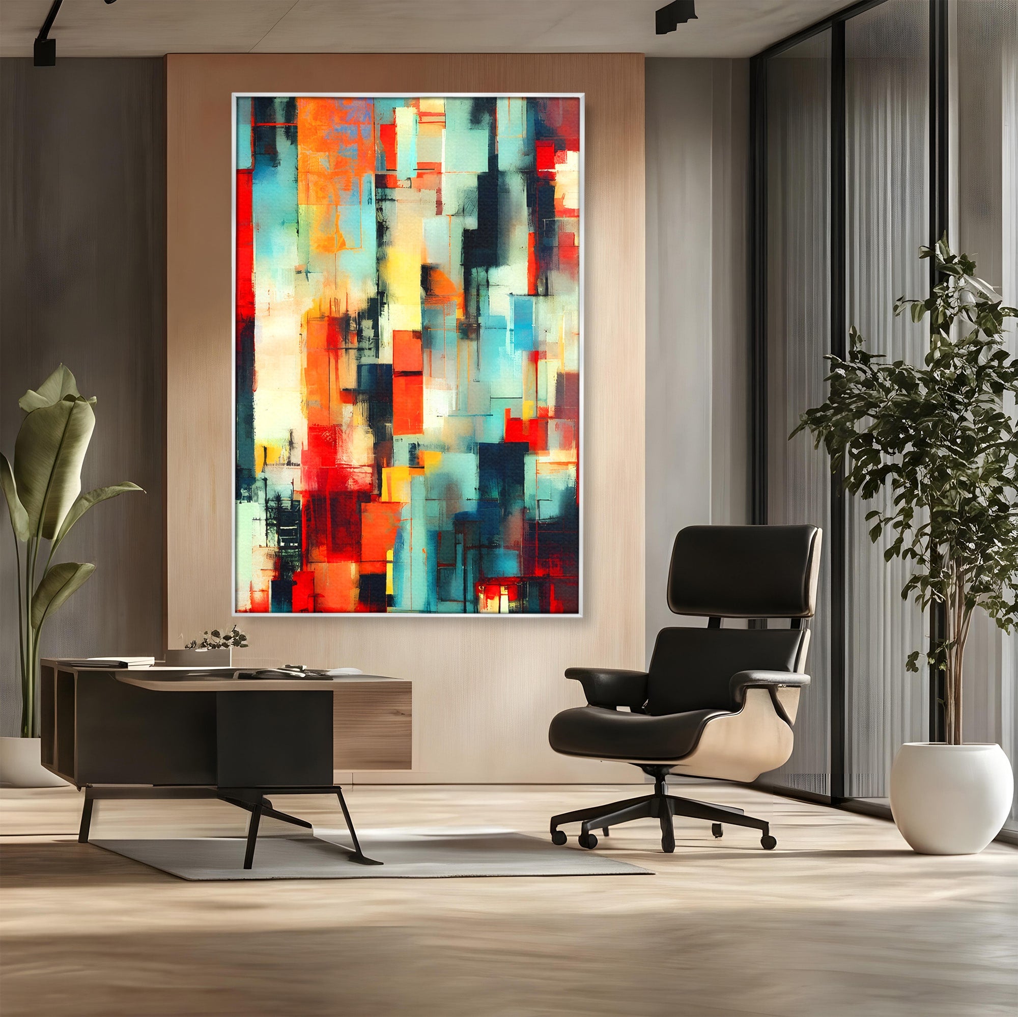 Tablou Canvas Premium LuxCanva® C1404, Abstract Geometric, Abstract, Geometric, Modern, Arta, Living, Birou, Culori Vibrante