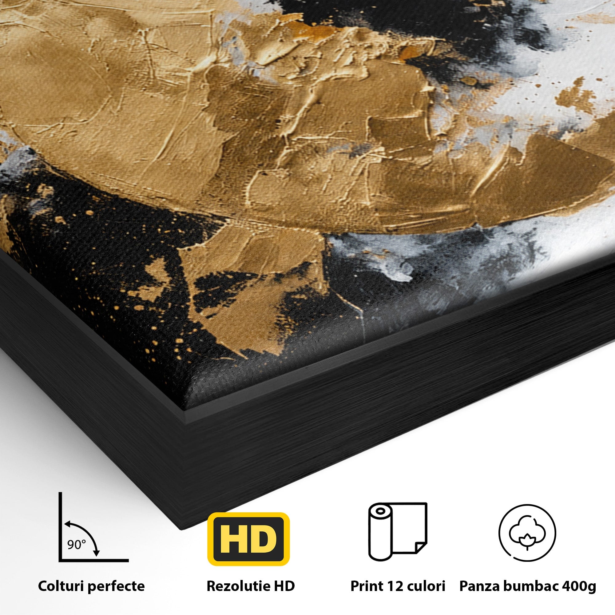 Tablou Canvas Premium LuxCanva® C1406, Explozie De Aur, Abstract, Modern, Energetic, Birou, Living, Culori Vibrante