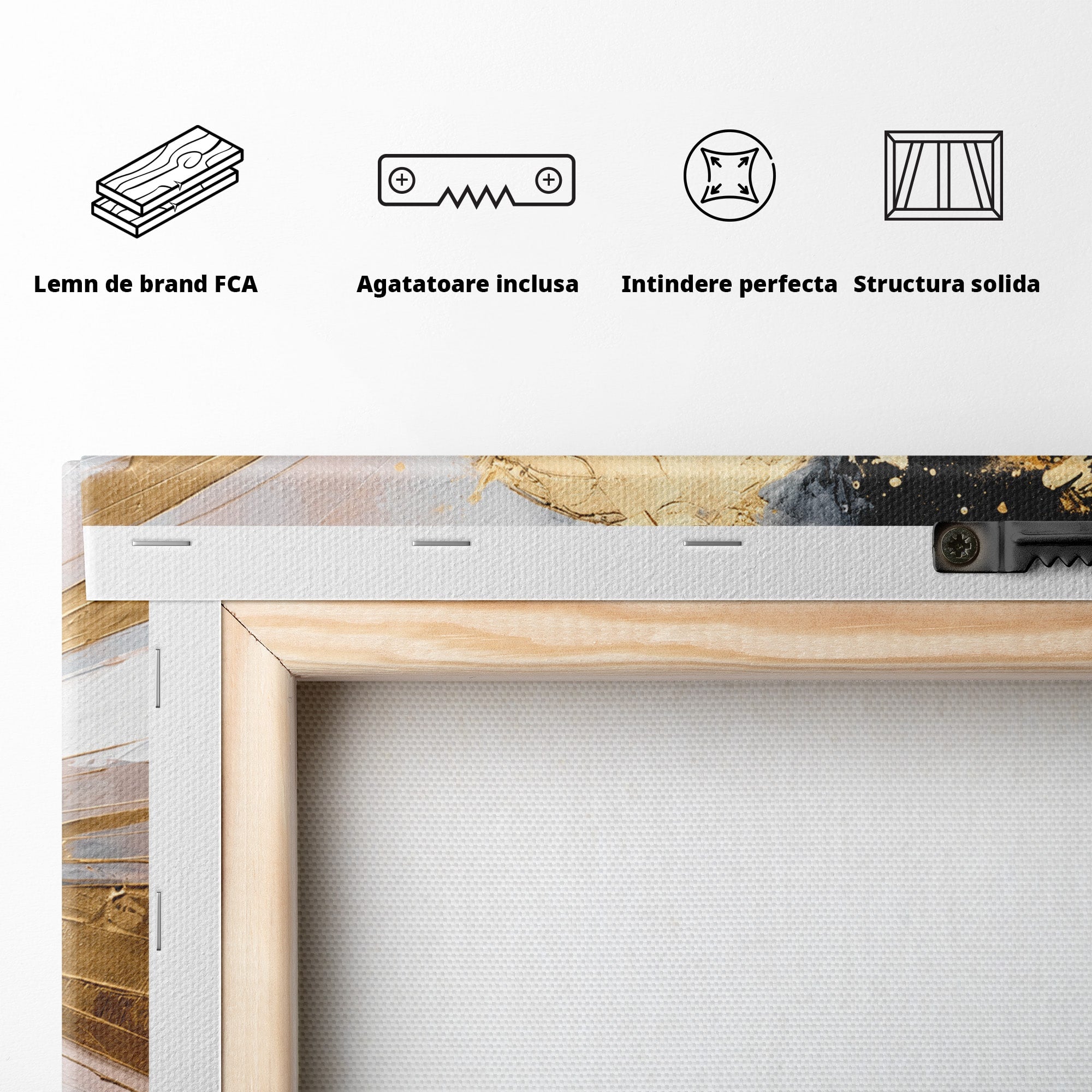 Tablou Canvas Premium LuxCanva® C1406, Explozie De Aur, Abstract, Modern, Energetic, Birou, Living, Culori Vibrante