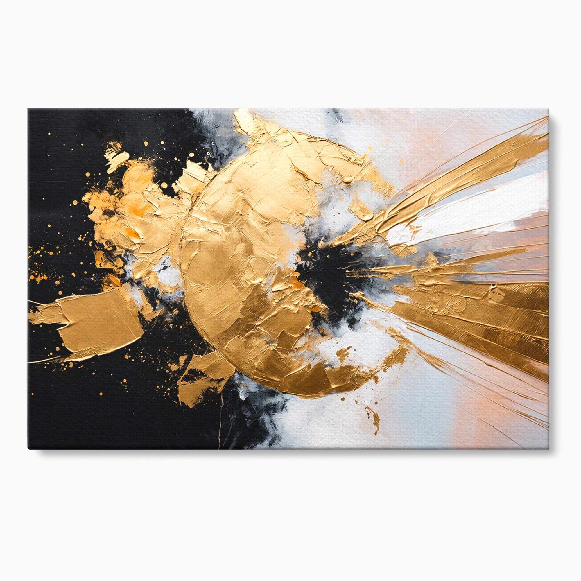Tablou Canvas Premium LuxCanva® C1406, Explozie De Aur, Abstract, Modern, Energetic, Birou, Living, Culori Vibrante