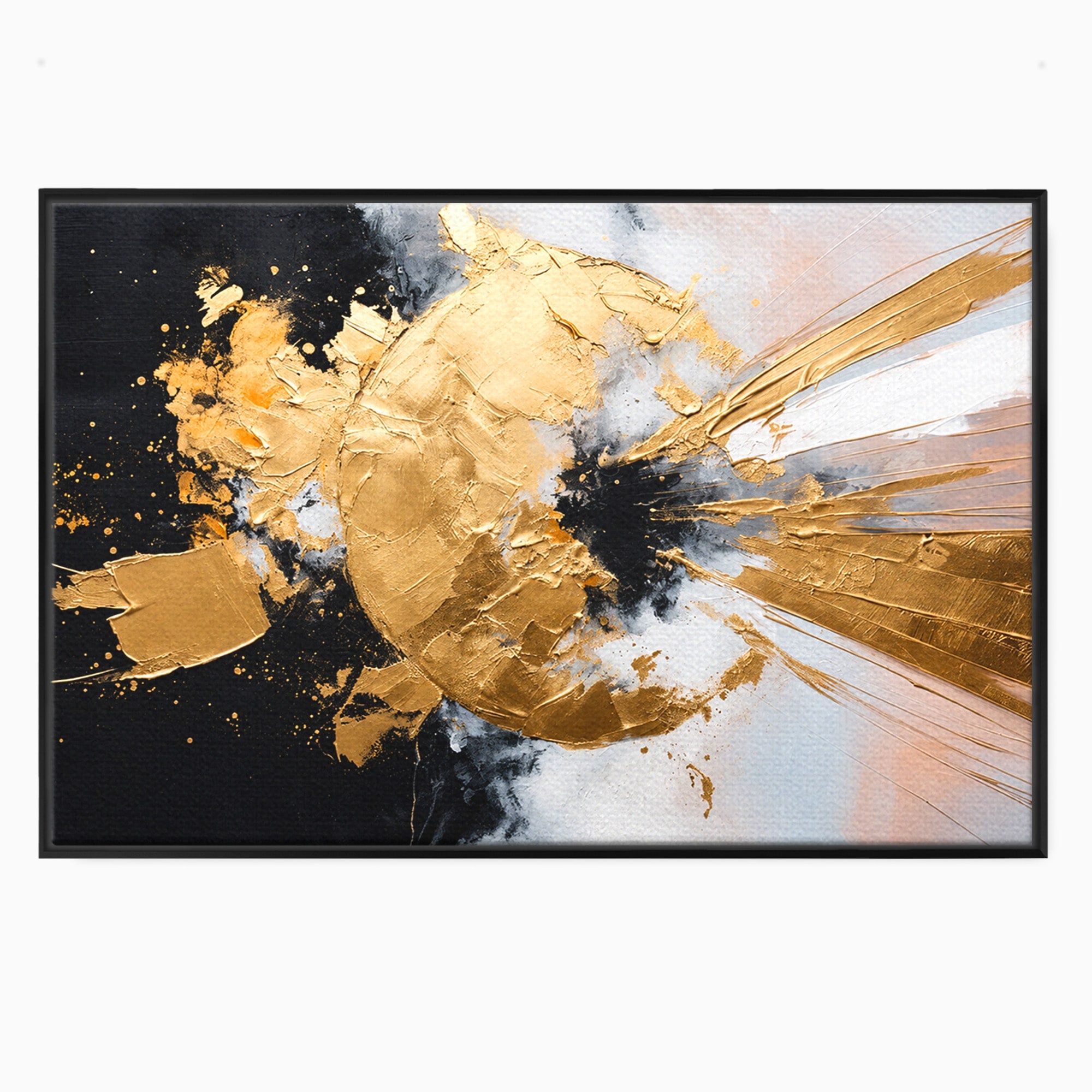 Tablou Canvas Premium LuxCanva® C1406, Explozie De Aur, Abstract, Modern, Energetic, Birou, Living, Culori Vibrante