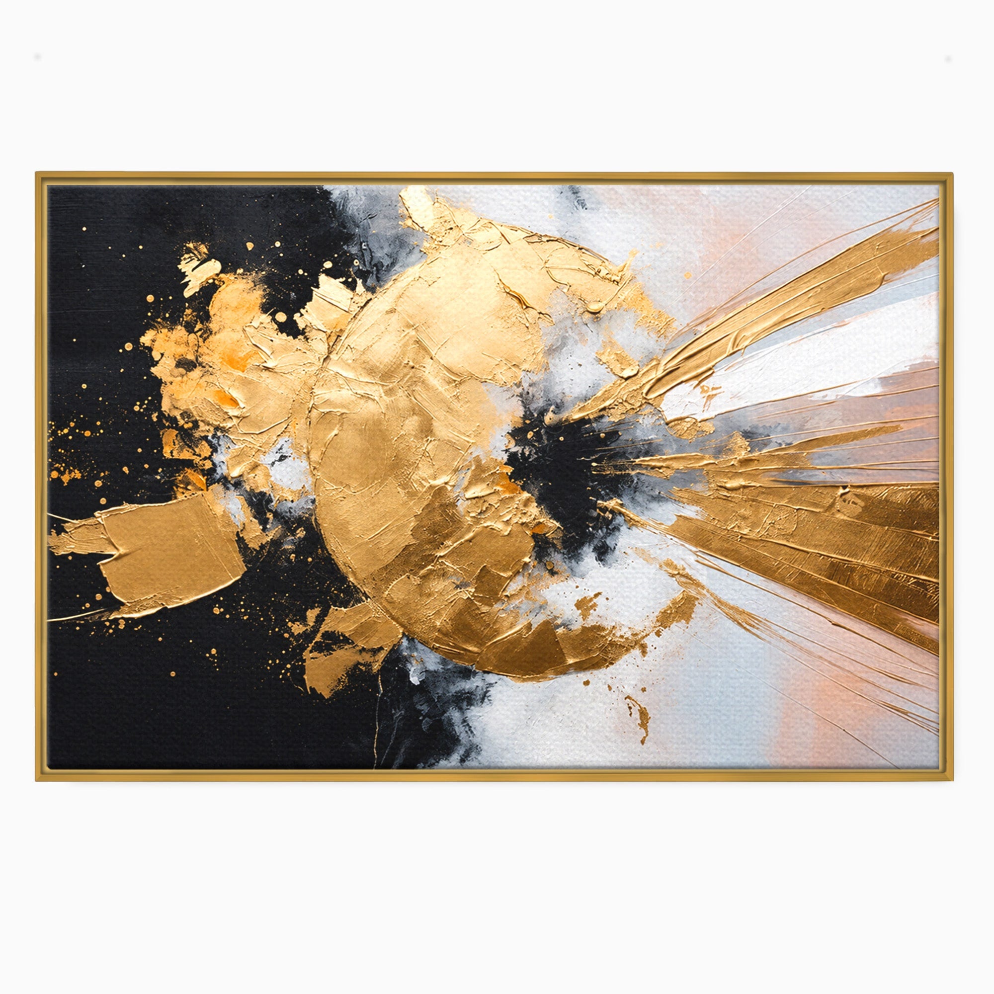 Tablou Canvas Premium LuxCanva® C1406, Explozie De Aur, Abstract, Modern, Energetic, Birou, Living, Culori Vibrante