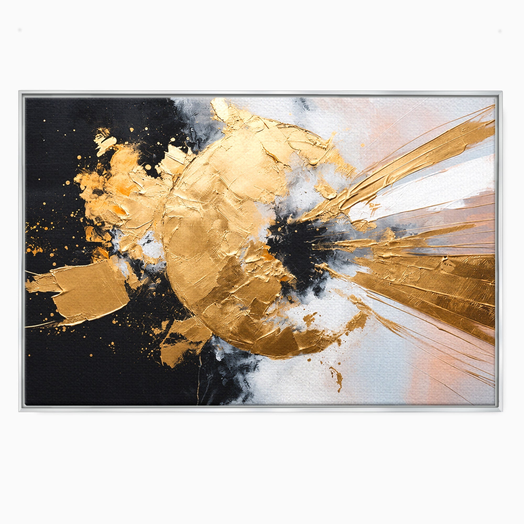 Tablou Canvas Premium LuxCanva® C1406, Explozie De Aur, Abstract, Modern, Energetic, Birou, Living, Culori Vibrante