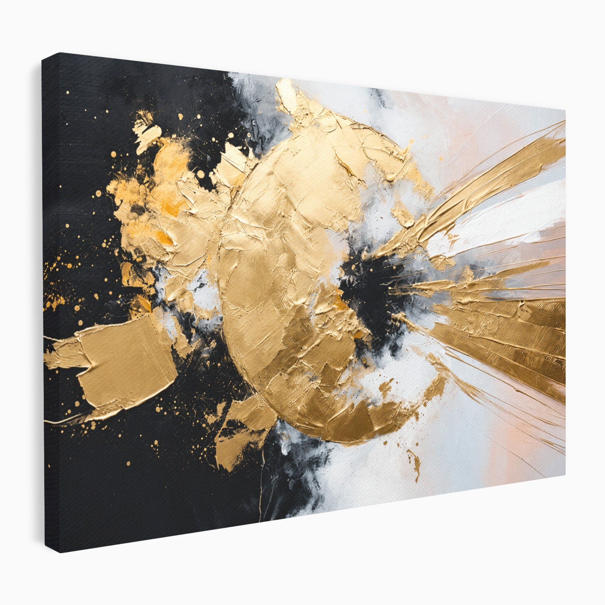 Tablou Canvas Premium LuxCanva® C1406, Explozie De Aur, Abstract, Modern, Energetic, Birou, Living, Culori Vibrante