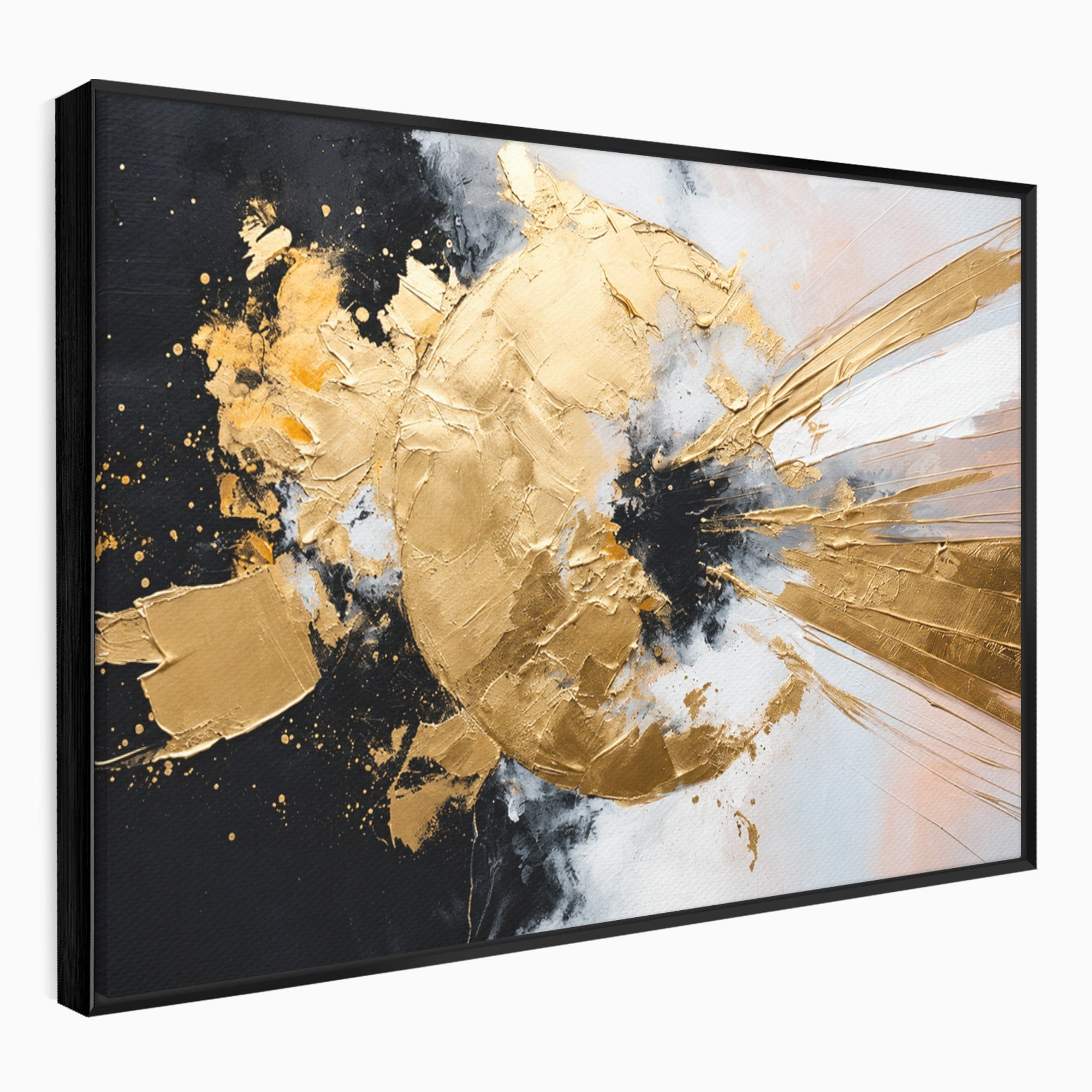 Tablou Canvas Premium LuxCanva® C1406, Explozie De Aur, Abstract, Modern, Energetic, Birou, Living, Culori Vibrante