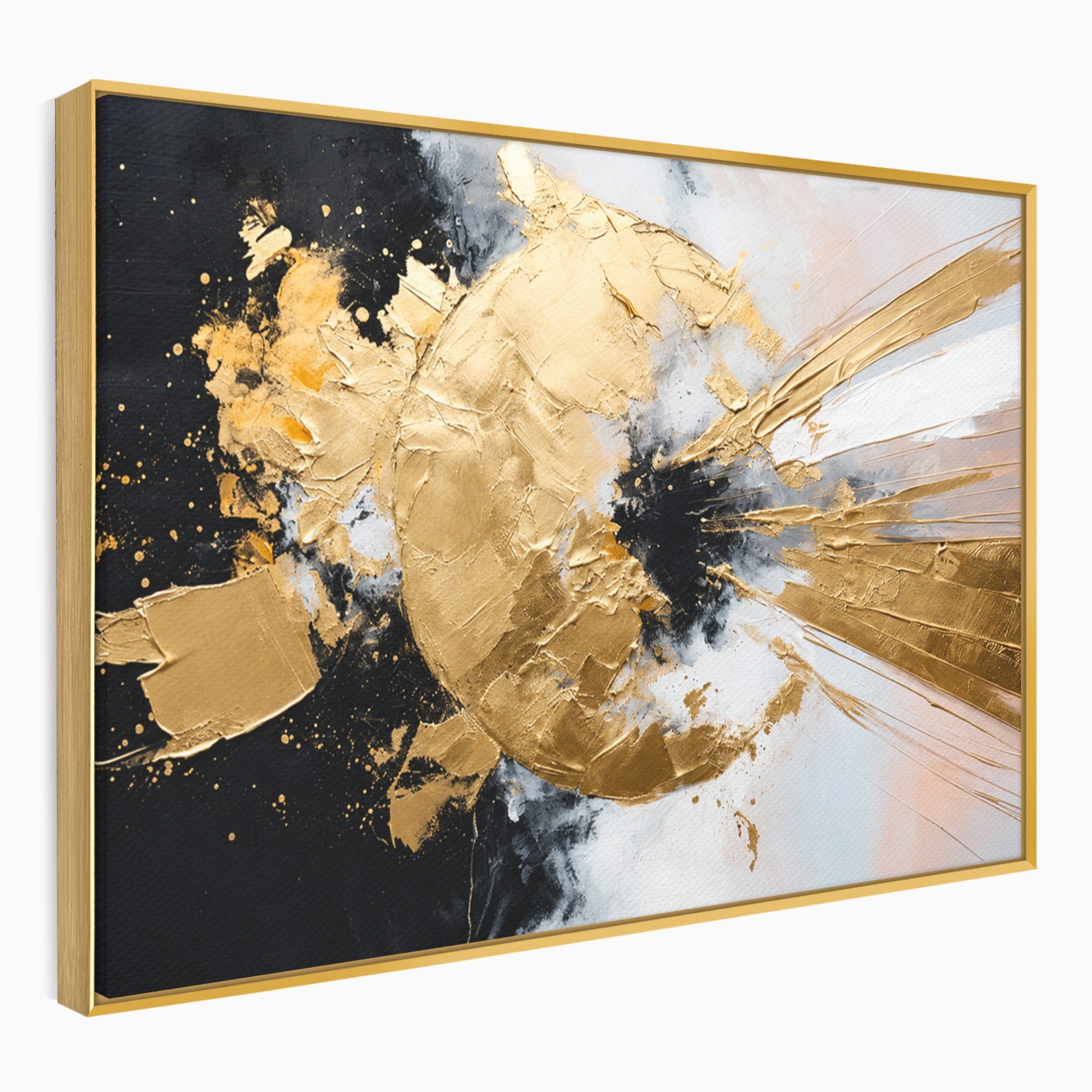 Tablou Canvas Premium LuxCanva® C1406, Explozie De Aur, Abstract, Modern, Energetic, Birou, Living, Culori Vibrante