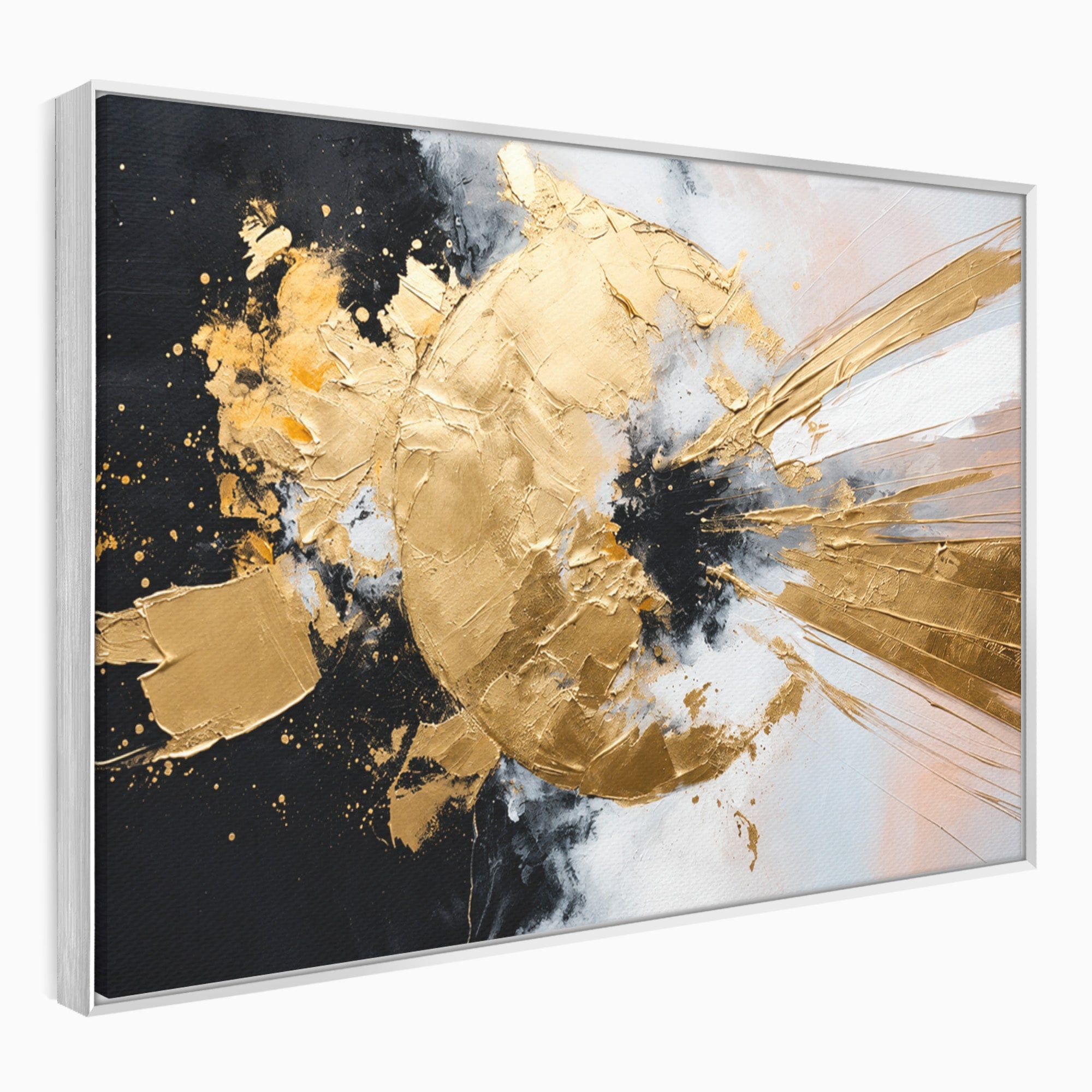 Tablou Canvas Premium LuxCanva® C1406, Explozie De Aur, Abstract, Modern, Energetic, Birou, Living, Culori Vibrante