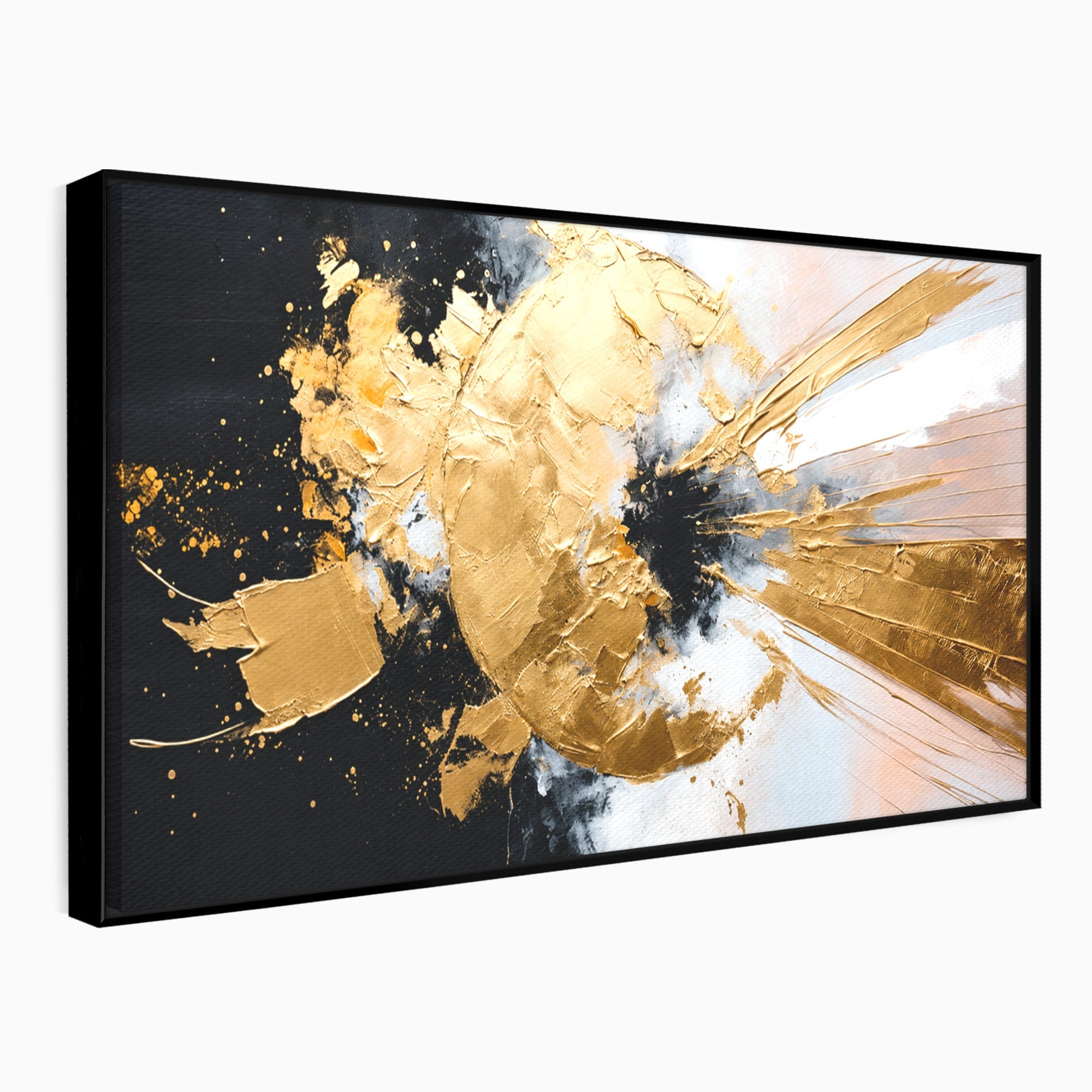 Tablou Canvas Premium LuxCanva® C1406, Explozie De Aur, Abstract, Modern, Energetic, Birou, Living, Culori Vibrante