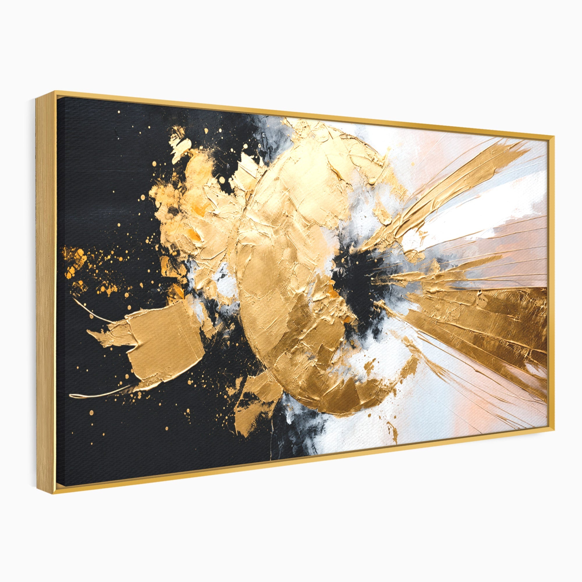 Tablou Canvas Premium LuxCanva® C1406, Explozie De Aur, Abstract, Modern, Energetic, Birou, Living, Culori Vibrante