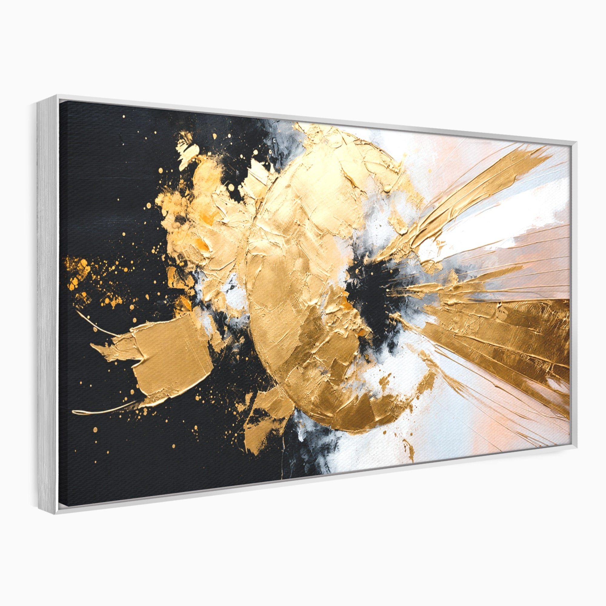 Tablou Canvas Premium LuxCanva® C1406, Explozie De Aur, Abstract, Modern, Energetic, Birou, Living, Culori Vibrante