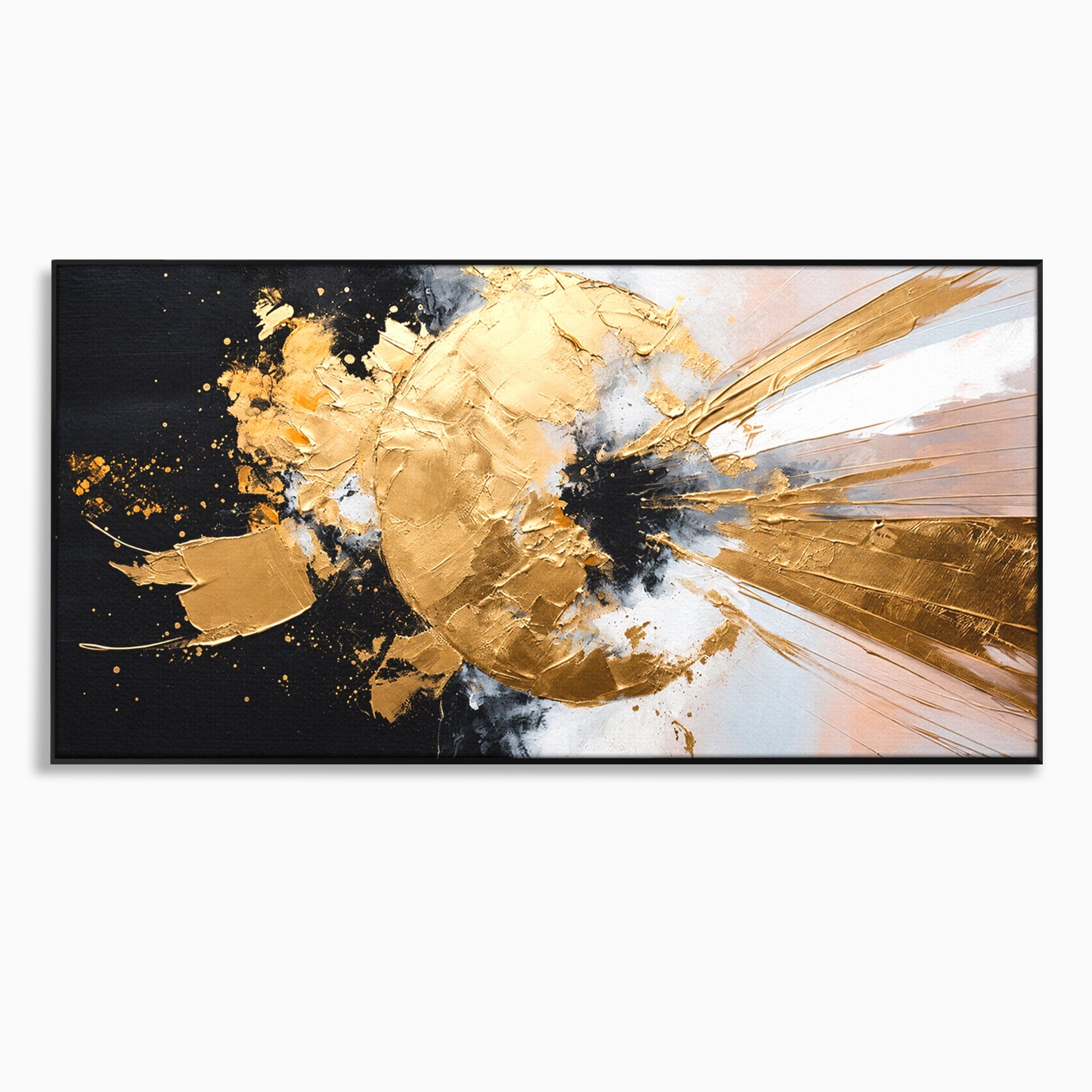 Tablou Canvas Premium LuxCanva® C1406, Explozie De Aur, Abstract, Modern, Energetic, Birou, Living, Culori Vibrante