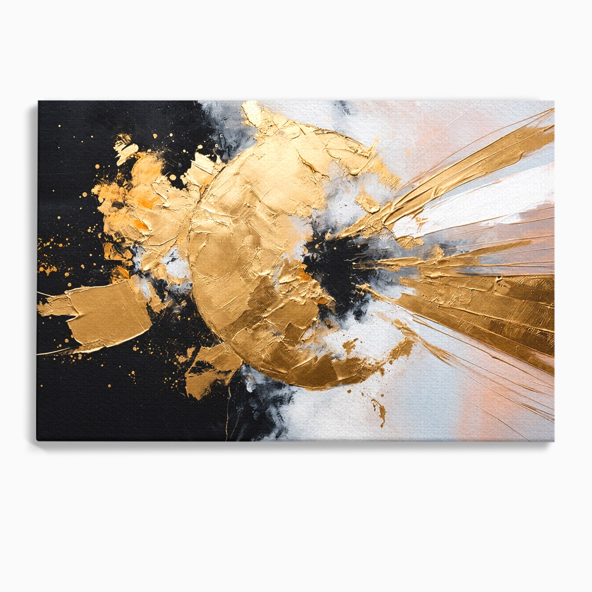 Tablou Canvas Premium LuxCanva® C1406, Explozie De Aur, Abstract, Modern, Energetic, Birou, Living, Culori Vibrante