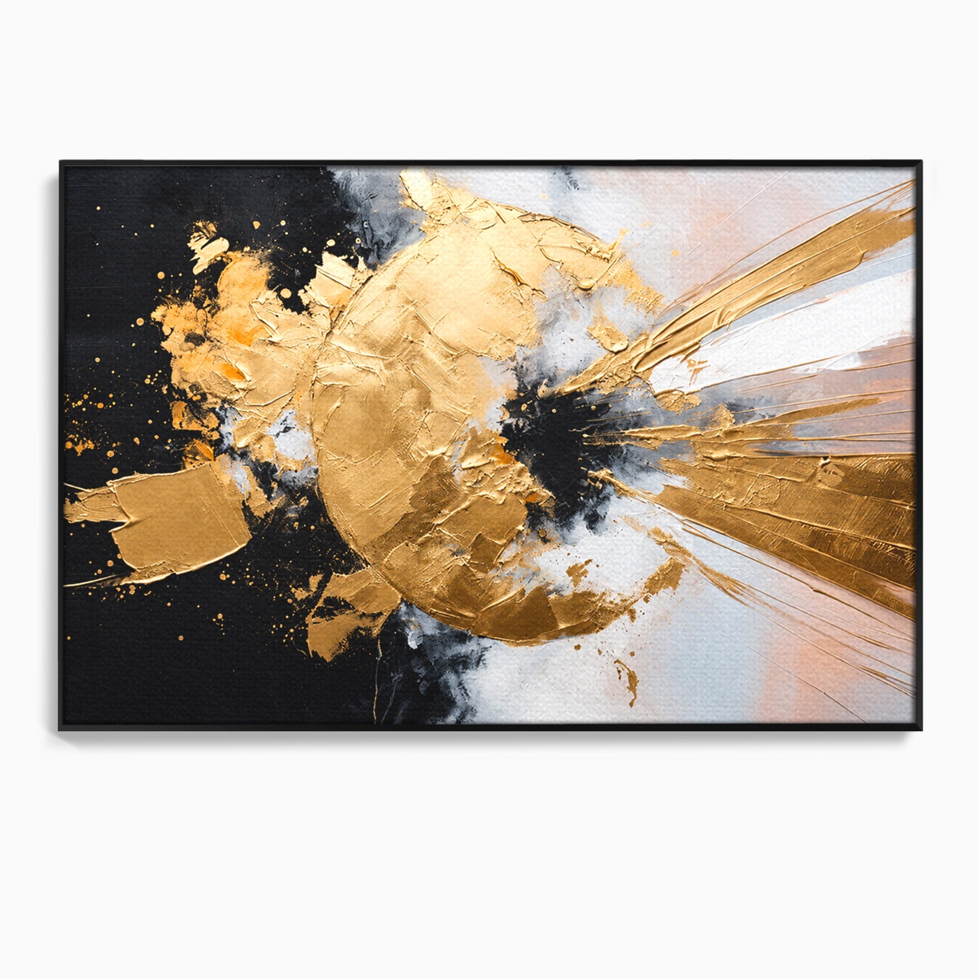 Tablou Canvas Premium LuxCanva® C1406, Explozie De Aur, Abstract, Modern, Energetic, Birou, Living, Culori Vibrante
