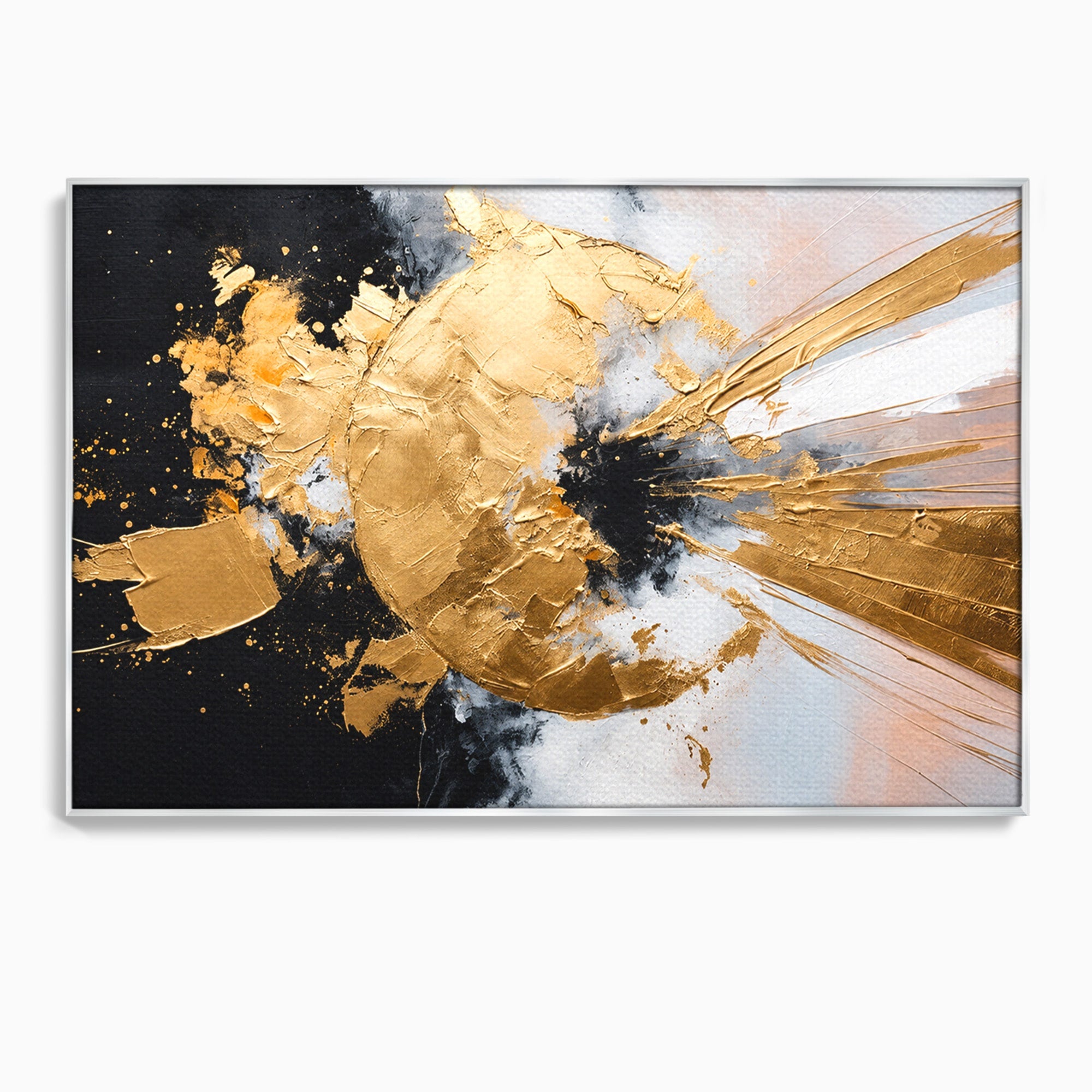 Tablou Canvas Premium LuxCanva® C1406, Explozie De Aur, Abstract, Modern, Energetic, Birou, Living, Culori Vibrante