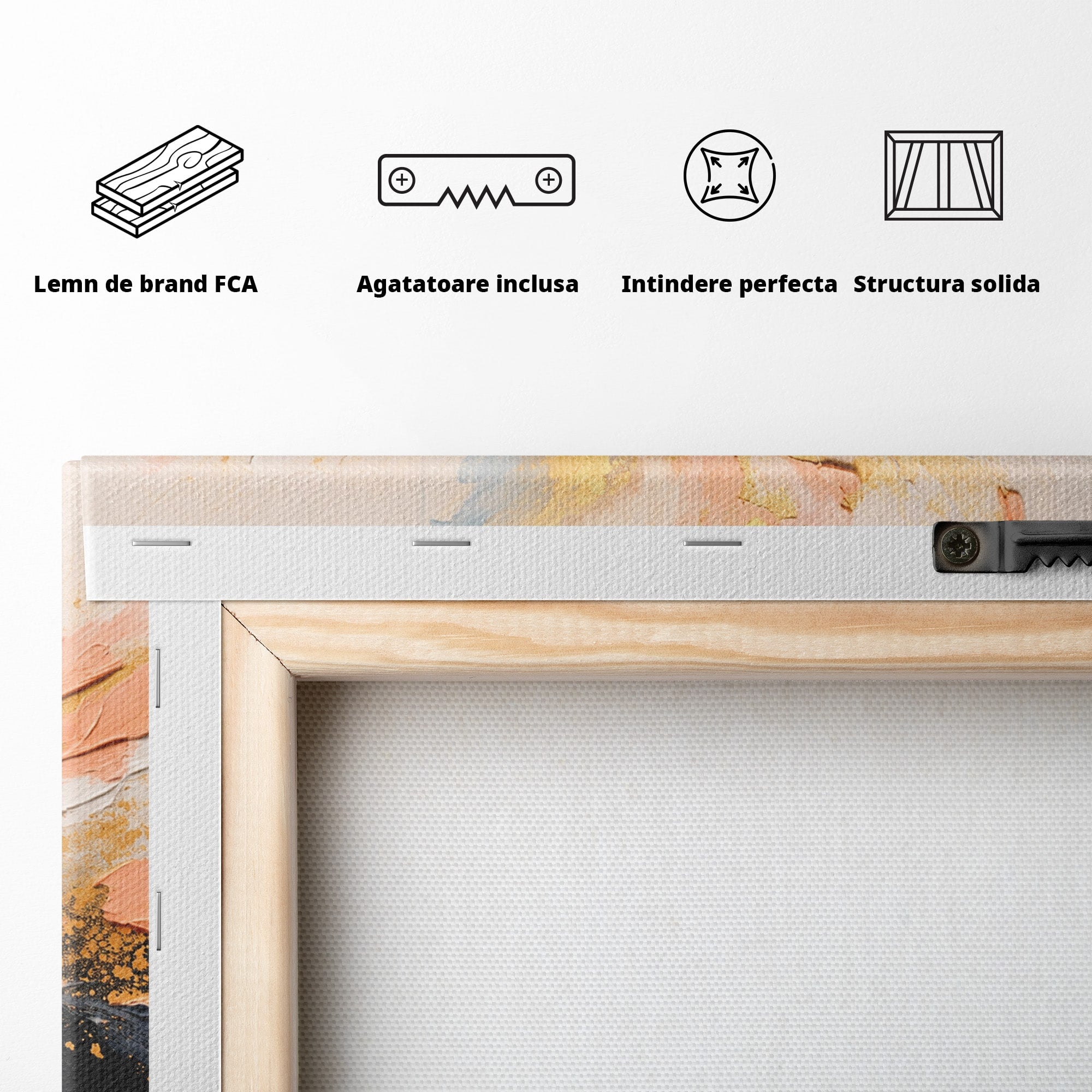 Tablou Canvas Premium LuxCanva® C1407, Explozie Aurie, Abstract, Arta Moderna, Living, Dinamism, Auriu, Culori Vibrante