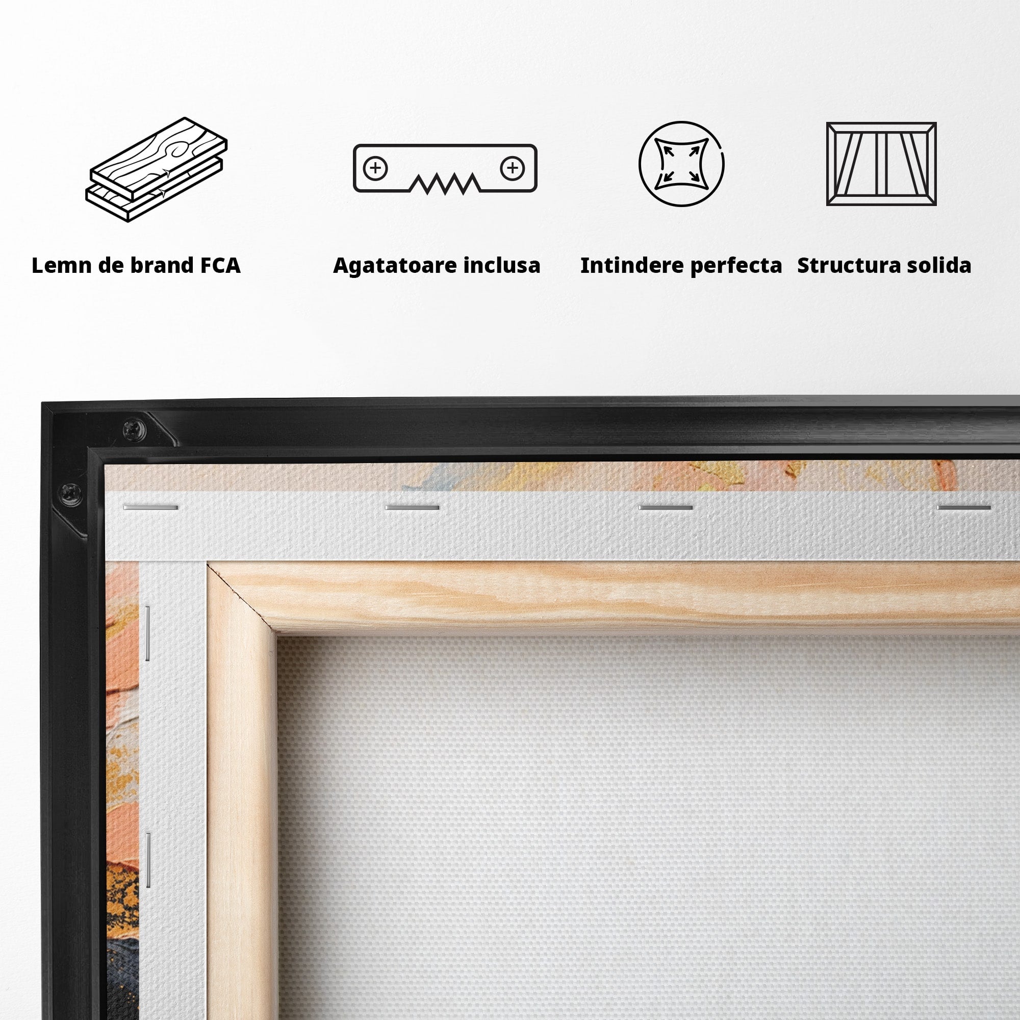Tablou Canvas Premium LuxCanva® C1407, Explozie Aurie, Abstract, Arta Moderna, Living, Dinamism, Auriu, Culori Vibrante
