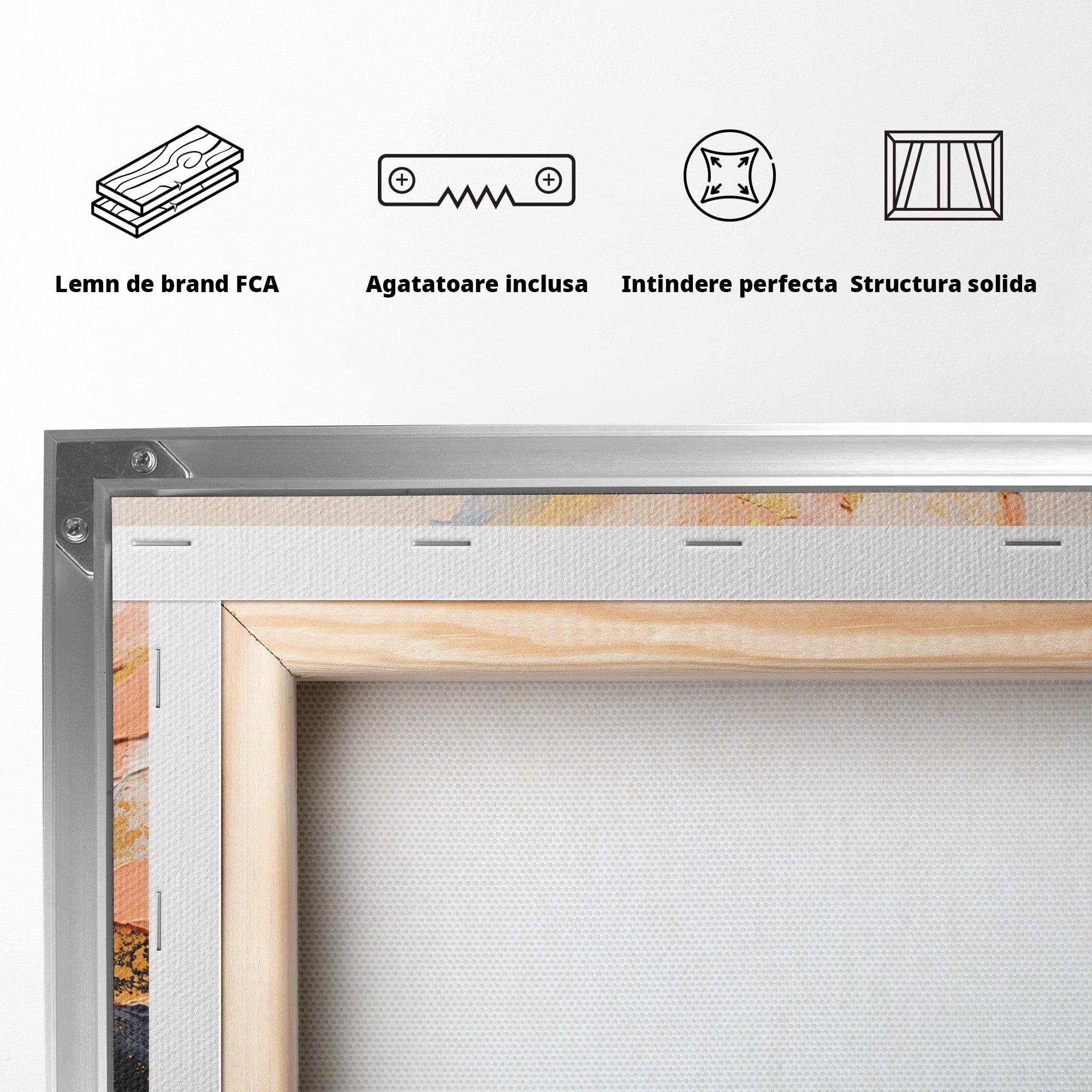 Tablou Canvas Premium LuxCanva® C1407, Explozie Aurie, Abstract, Arta Moderna, Living, Dinamism, Auriu, Culori Vibrante