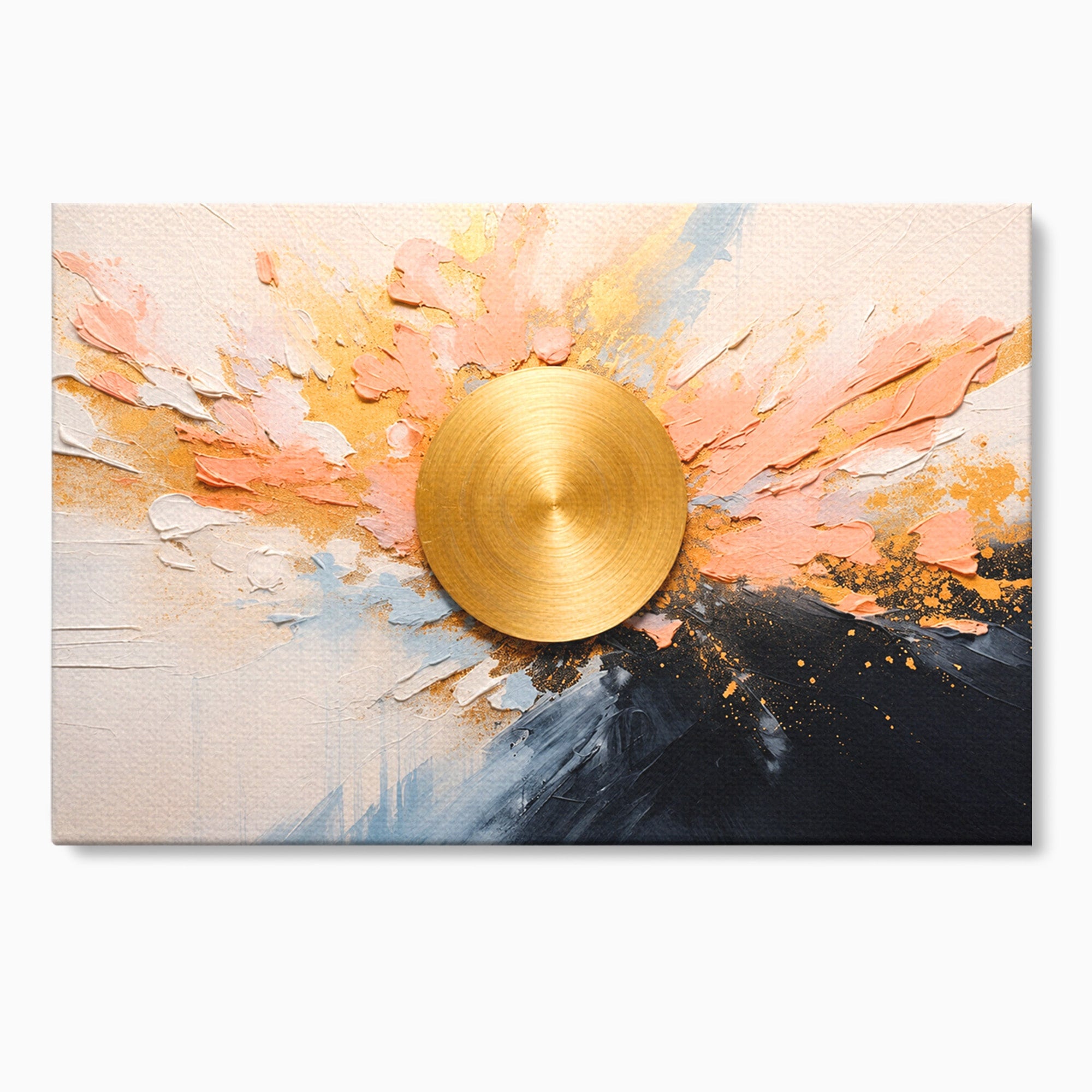 Tablou Canvas Premium LuxCanva® C1407, Explozie Aurie, Abstract, Arta Moderna, Living, Dinamism, Auriu, Culori Vibrante