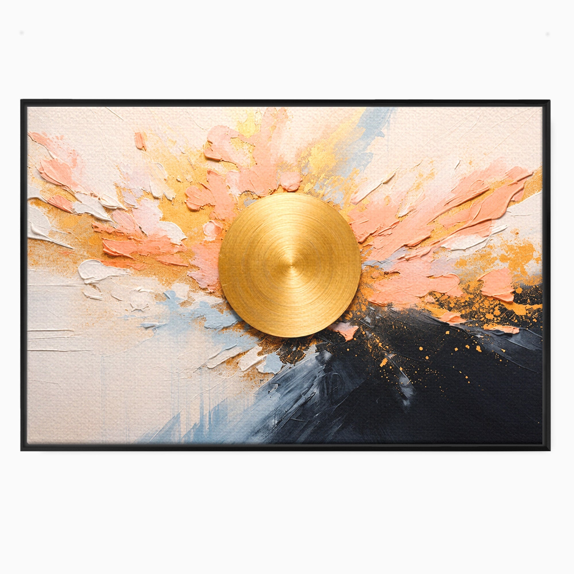 Tablou Canvas Premium LuxCanva® C1407, Explozie Aurie, Abstract, Arta Moderna, Living, Dinamism, Auriu, Culori Vibrante