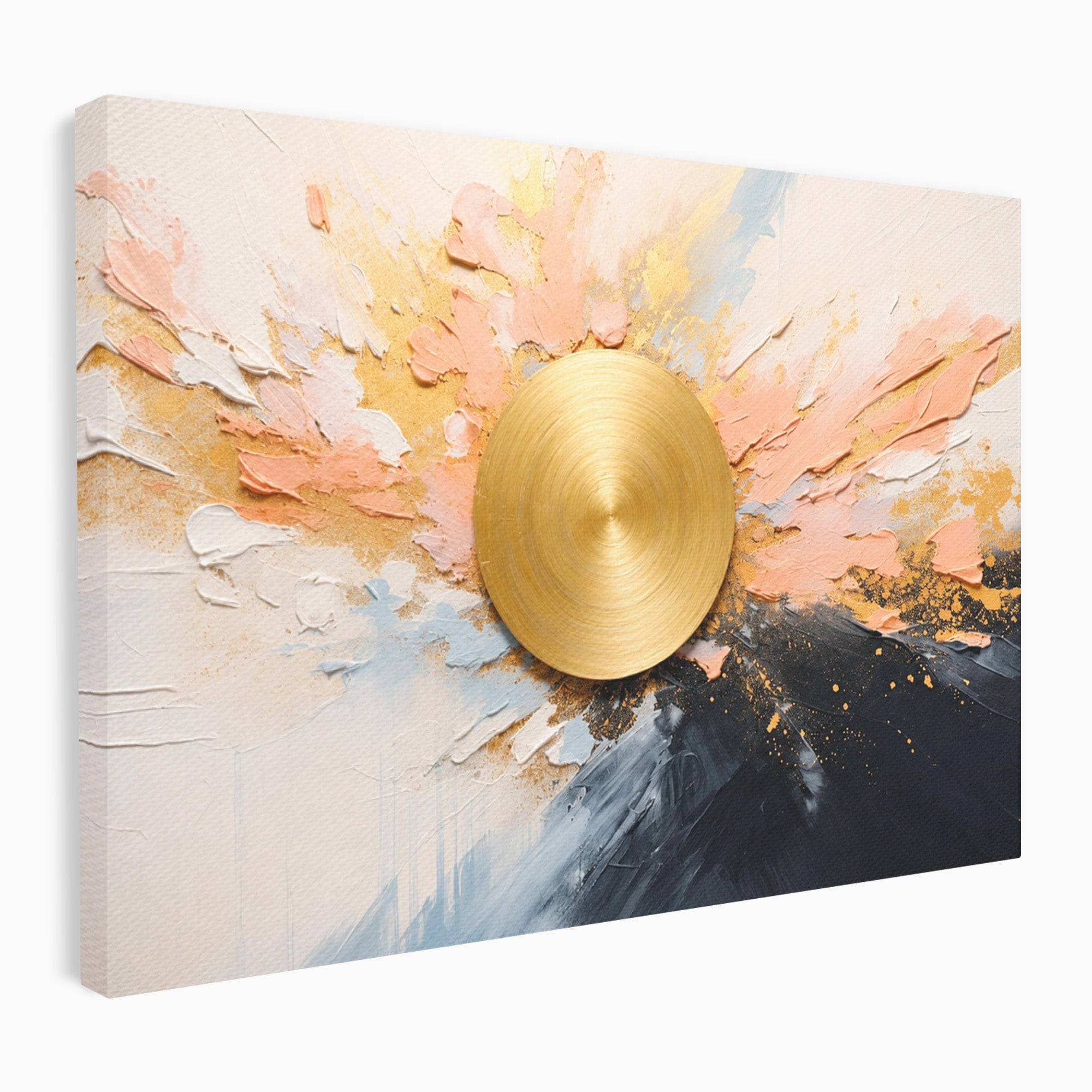 Tablou Canvas Premium LuxCanva® C1407, Explozie Aurie, Abstract, Arta Moderna, Living, Dinamism, Auriu, Culori Vibrante