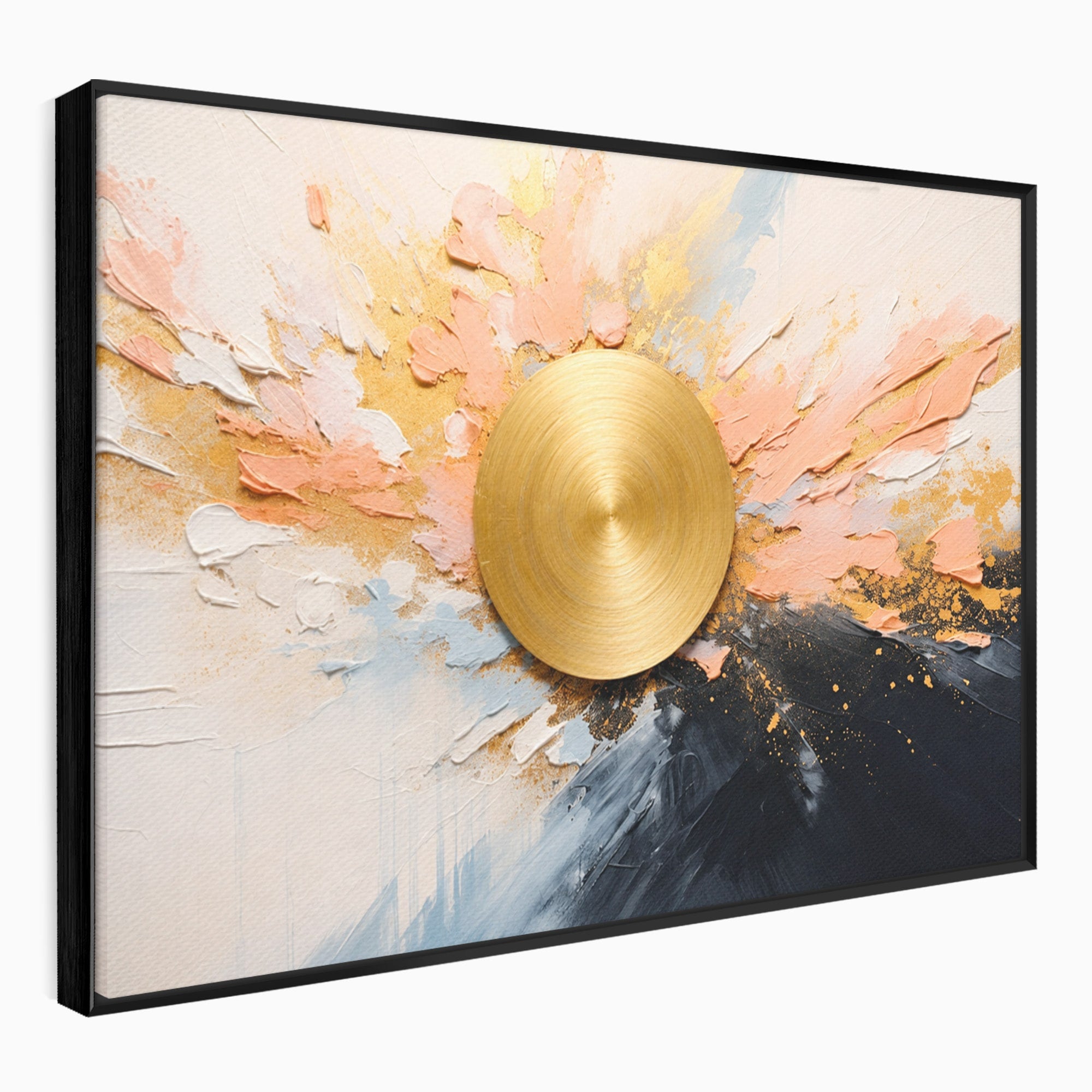 Tablou Canvas Premium LuxCanva® C1407, Explozie Aurie, Abstract, Arta Moderna, Living, Dinamism, Auriu, Culori Vibrante