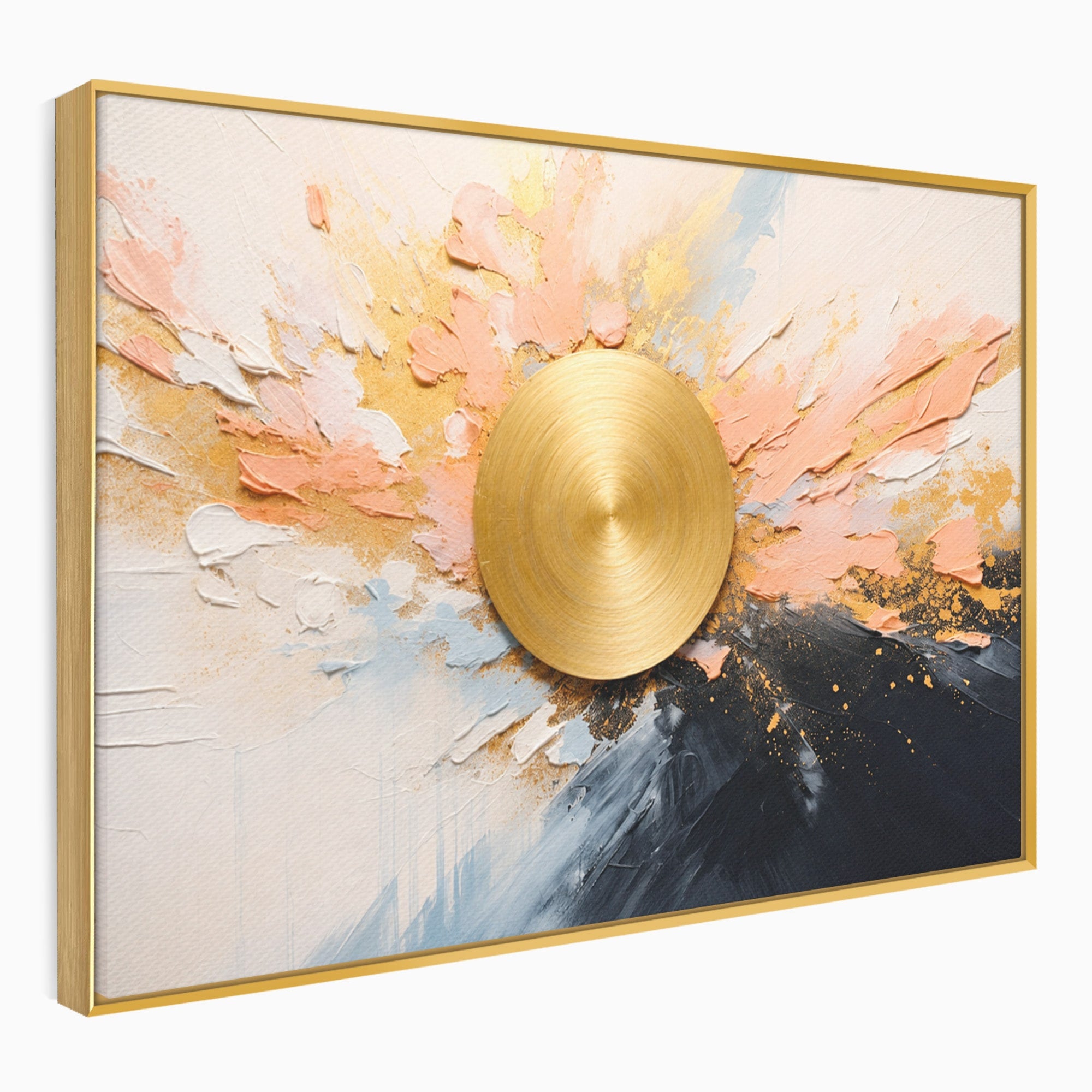 Tablou Canvas Premium LuxCanva® C1407, Explozie Aurie, Abstract, Arta Moderna, Living, Dinamism, Auriu, Culori Vibrante