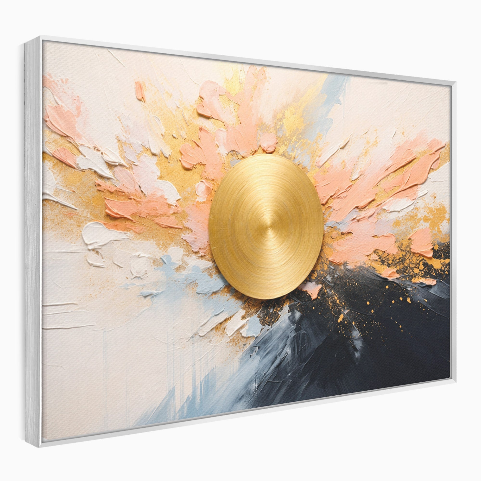 Tablou Canvas Premium LuxCanva® C1407, Explozie Aurie, Abstract, Arta Moderna, Living, Dinamism, Auriu, Culori Vibrante