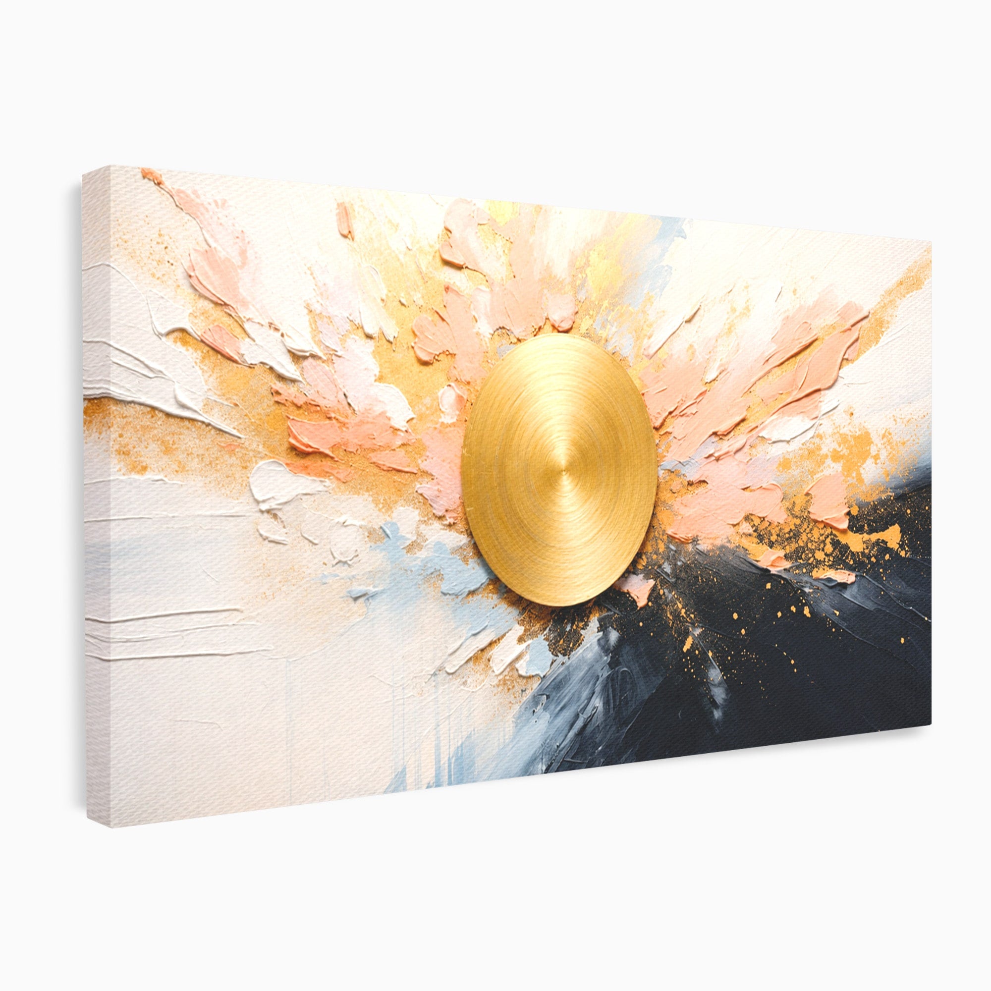 Tablou Canvas Premium LuxCanva® C1407, Explozie Aurie, Abstract, Arta Moderna, Living, Dinamism, Auriu, Culori Vibrante