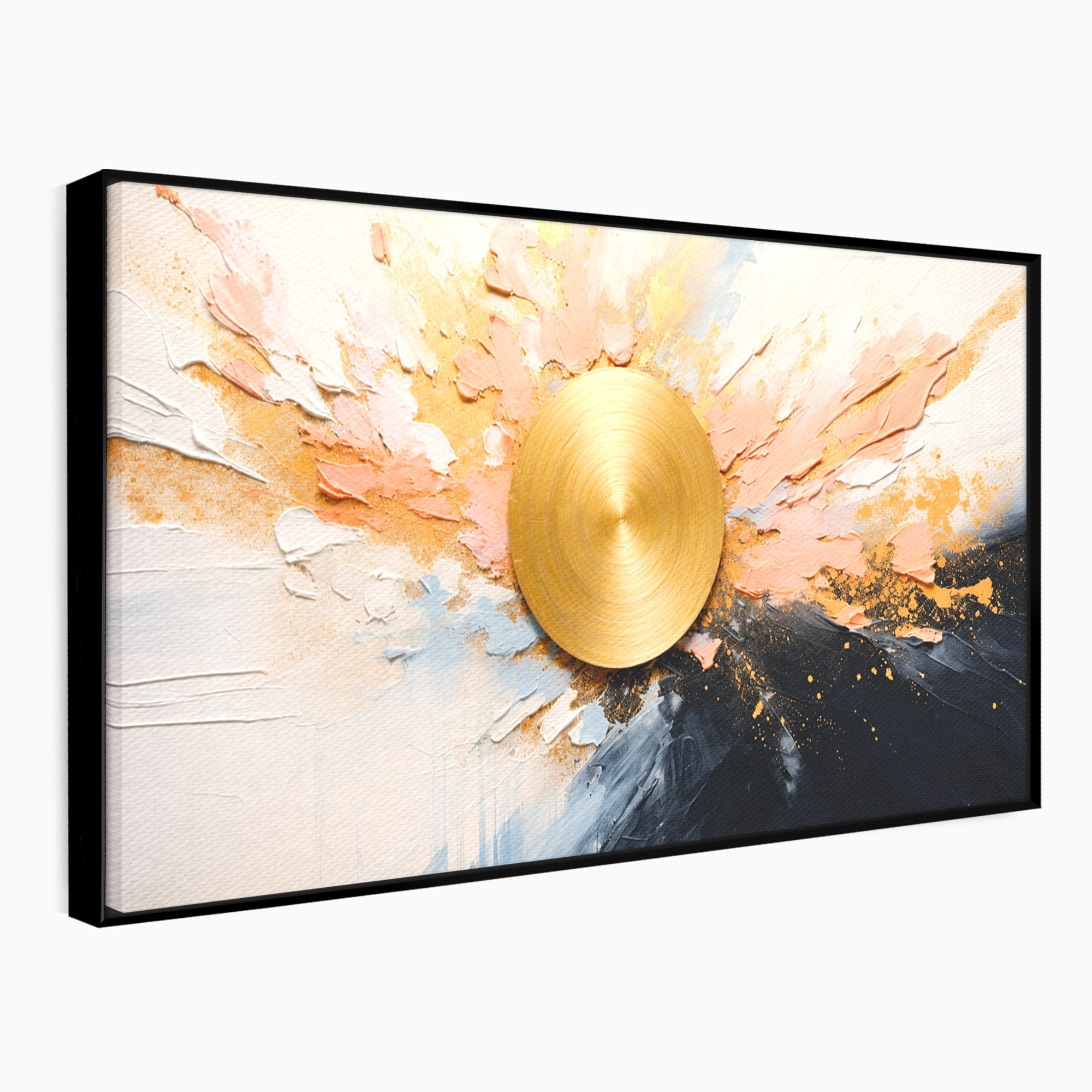 Tablou Canvas Premium LuxCanva® C1407, Explozie Aurie, Abstract, Arta Moderna, Living, Dinamism, Auriu, Culori Vibrante
