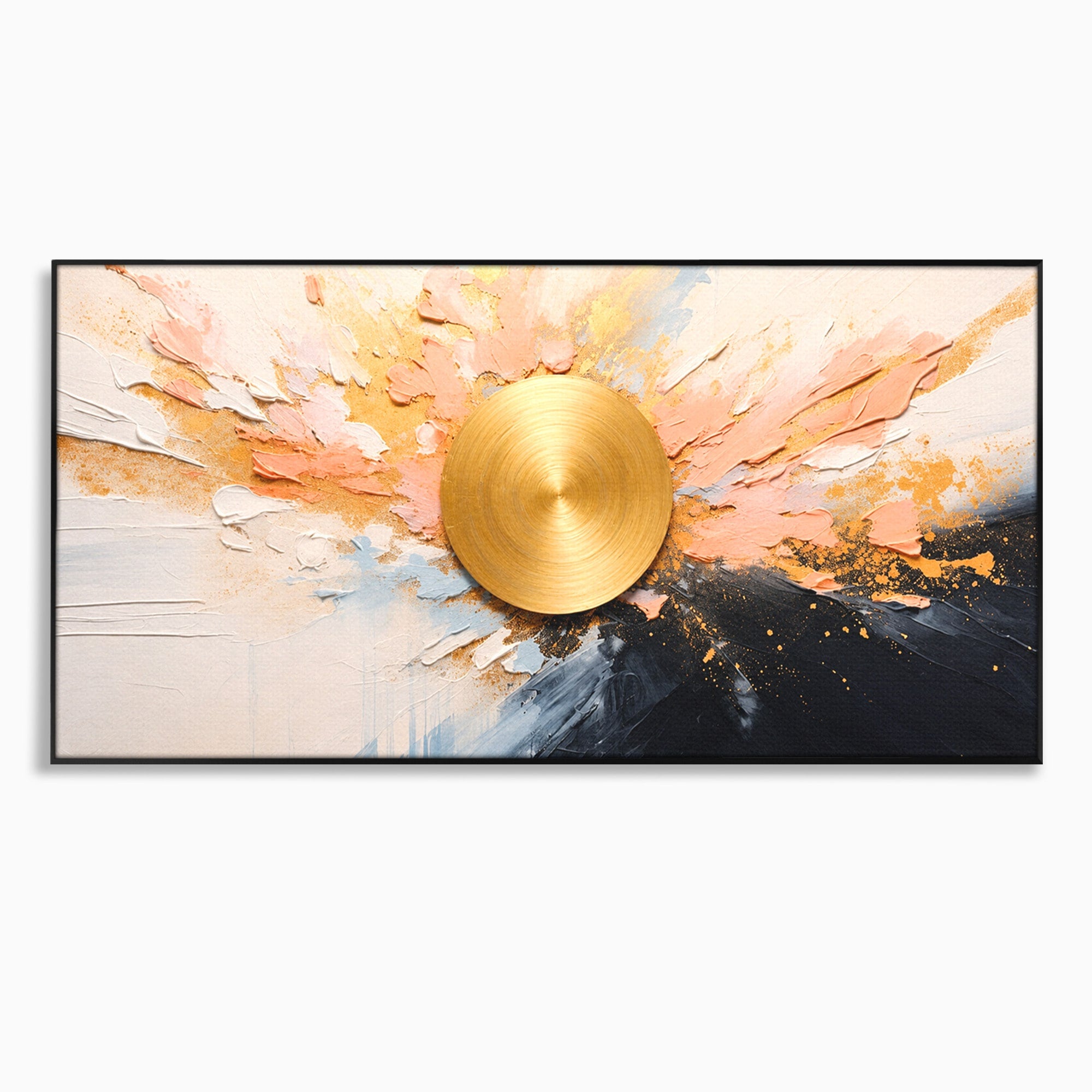 Tablou Canvas Premium LuxCanva® C1407, Explozie Aurie, Abstract, Arta Moderna, Living, Dinamism, Auriu, Culori Vibrante