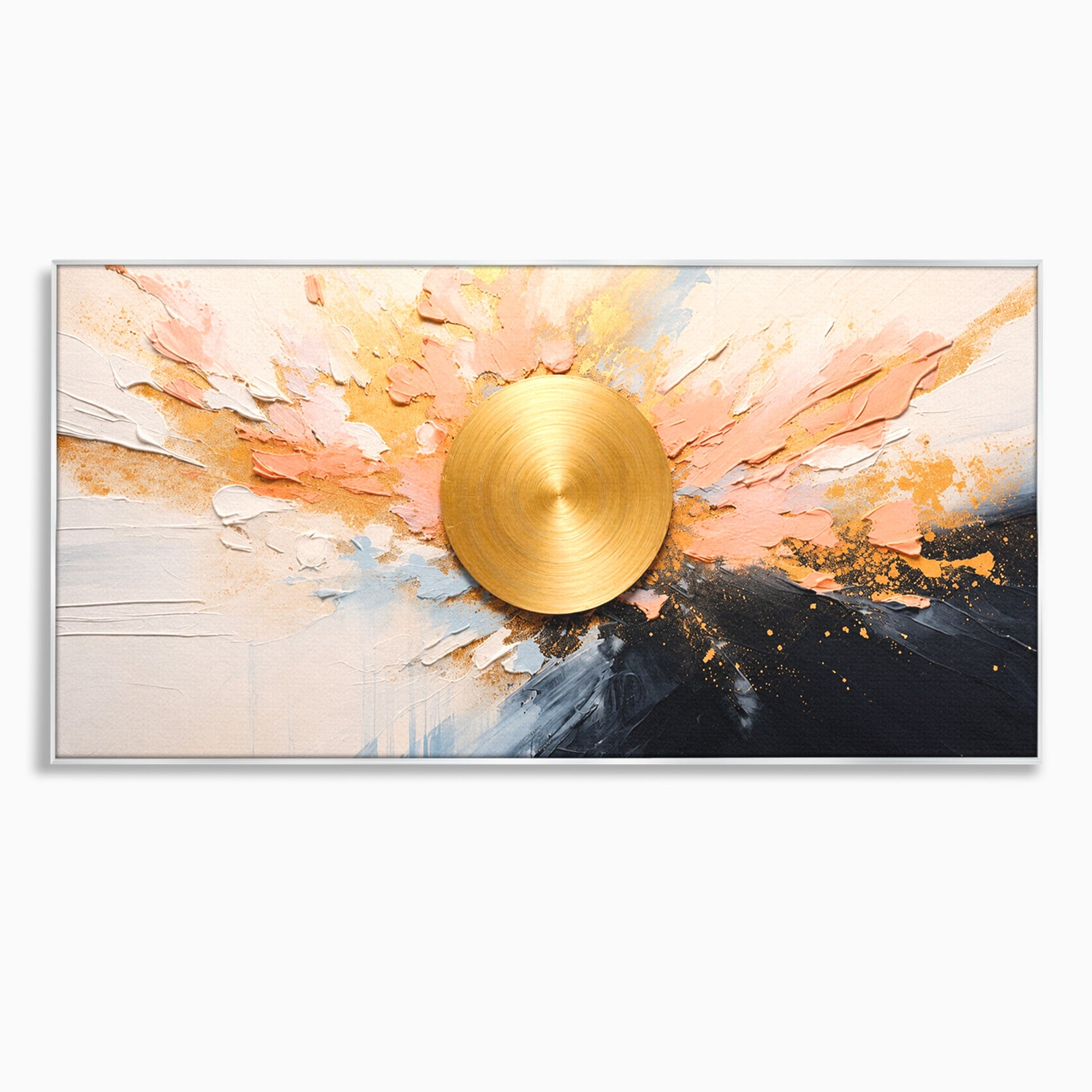 Tablou Canvas Premium LuxCanva® C1407, Explozie Aurie, Abstract, Arta Moderna, Living, Dinamism, Auriu, Culori Vibrante