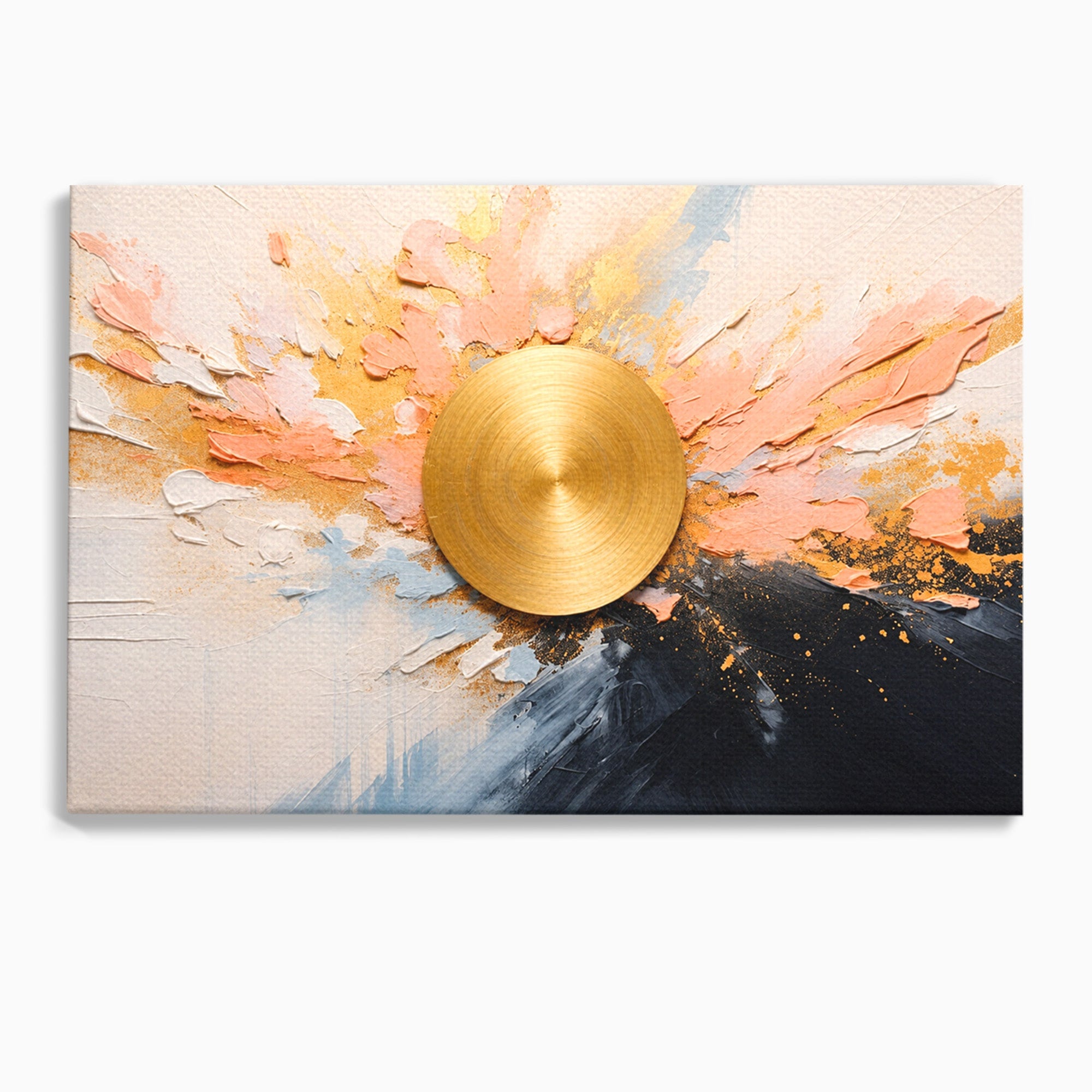 Tablou Canvas Premium LuxCanva® C1407, Explozie Aurie, Abstract, Arta Moderna, Living, Dinamism, Auriu, Culori Vibrante
