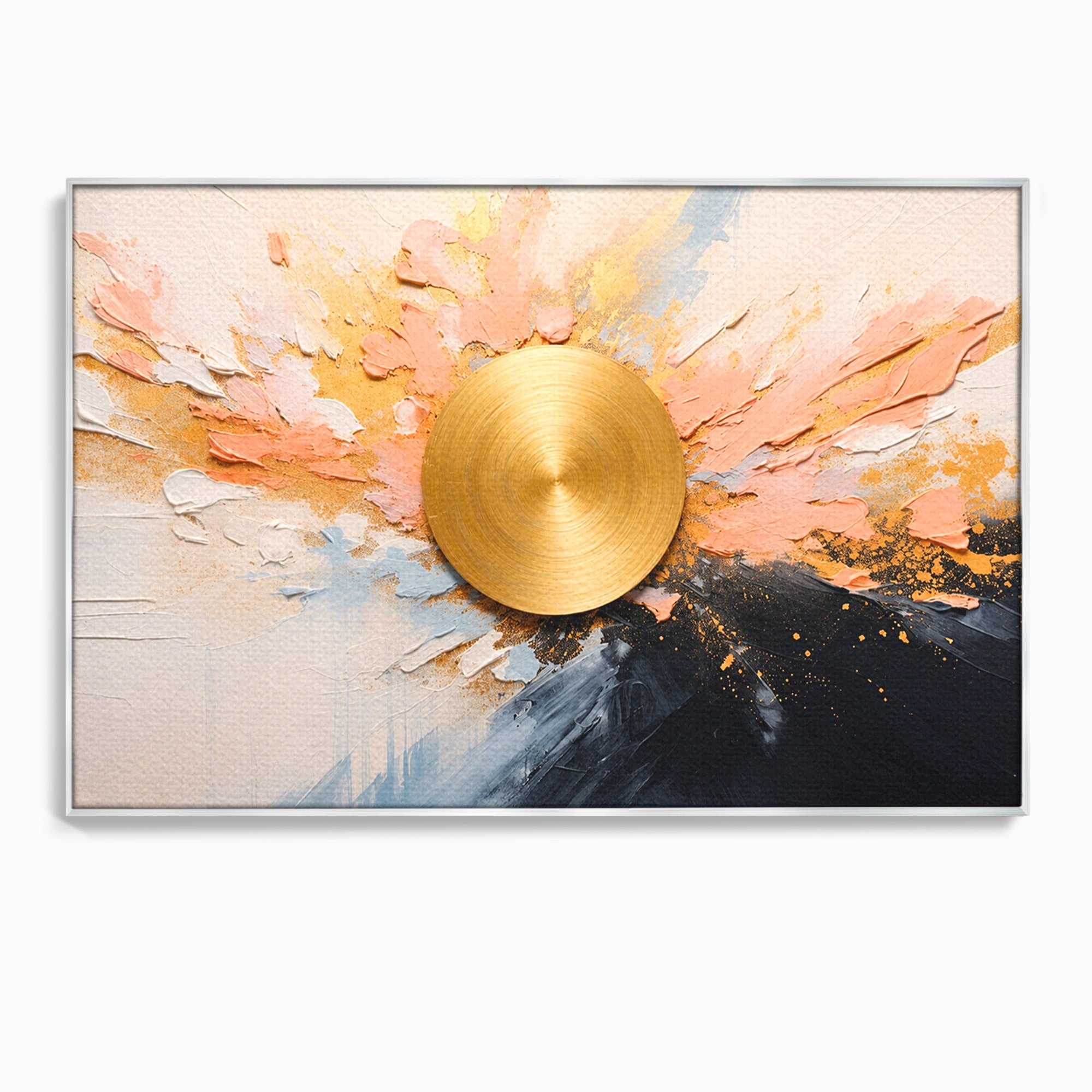 Tablou Canvas Premium LuxCanva® C1407, Explozie Aurie, Abstract, Arta Moderna, Living, Dinamism, Auriu, Culori Vibrante