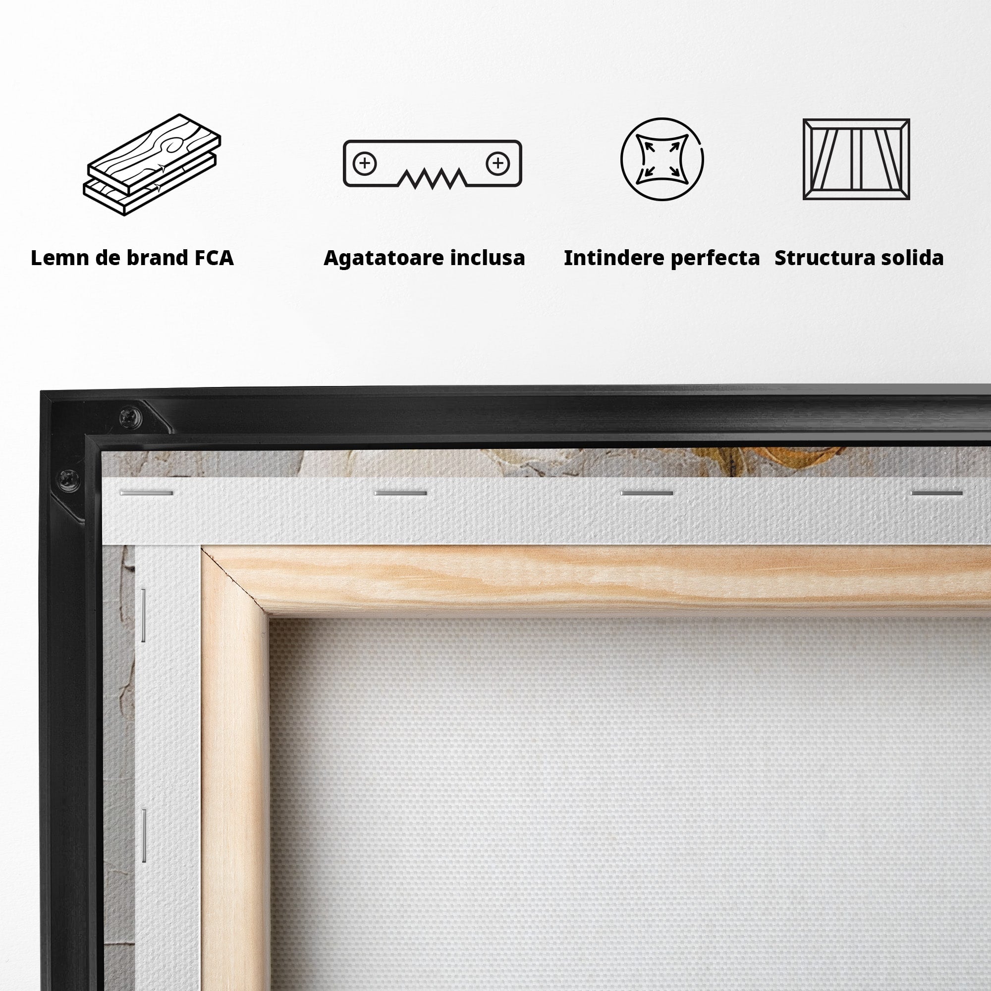 Tablou Canvas Premium LuxCanva® C1408, Flori Delicate Pe Fundal Texturat, Flori, Texturat, Eleganta, Living, Dormitor, Culori Vibrante