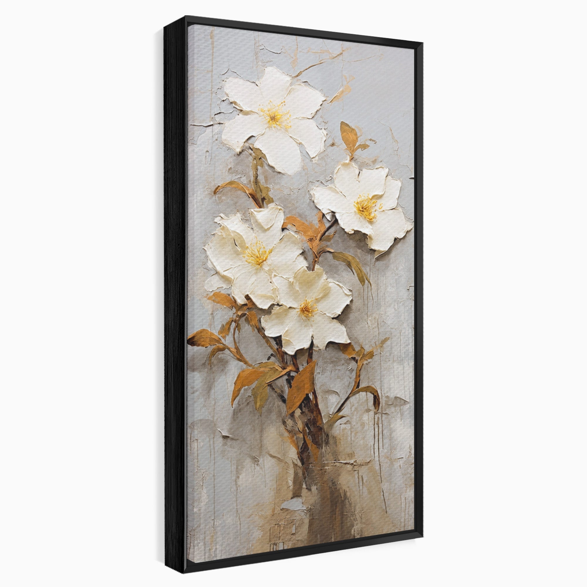 Tablou Canvas Premium LuxCanva® C1408, Flori Delicate Pe Fundal Texturat, Flori, Texturat, Eleganta, Living, Dormitor, Culori Vibrante